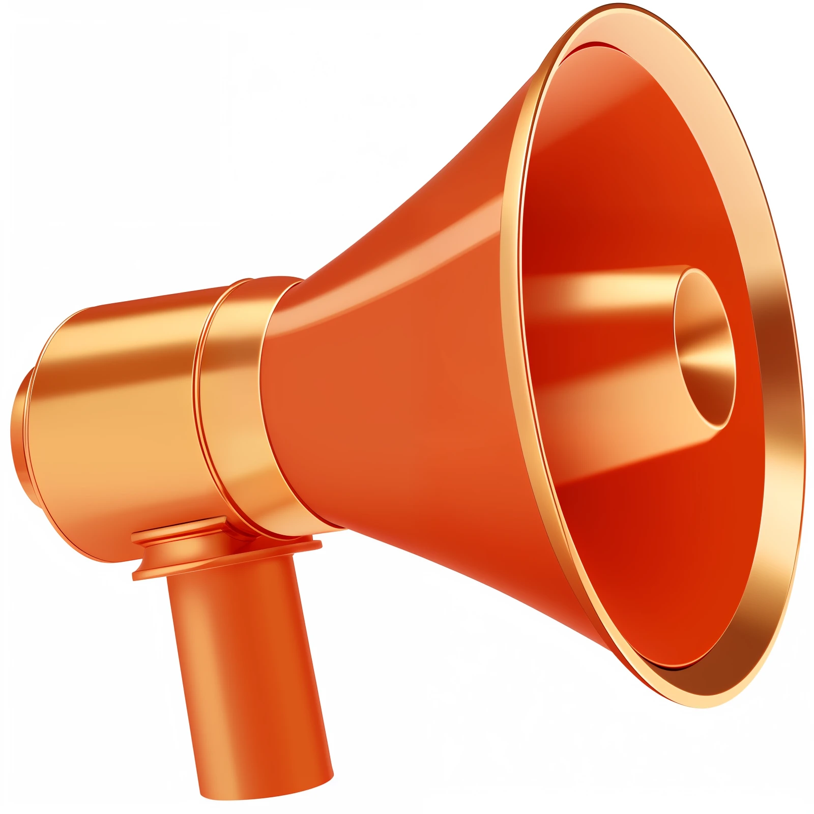 a close up of a gold megaphone on a black background, horn, Gold, hd illustration, isolated on a whitebackground, orange metal ears, speakers, single horn, wide screenshot, digital image, Hi resolution, Higher detailed illustration, leaked image, stock image, stock illustration,Line drawings,hand draw --auto