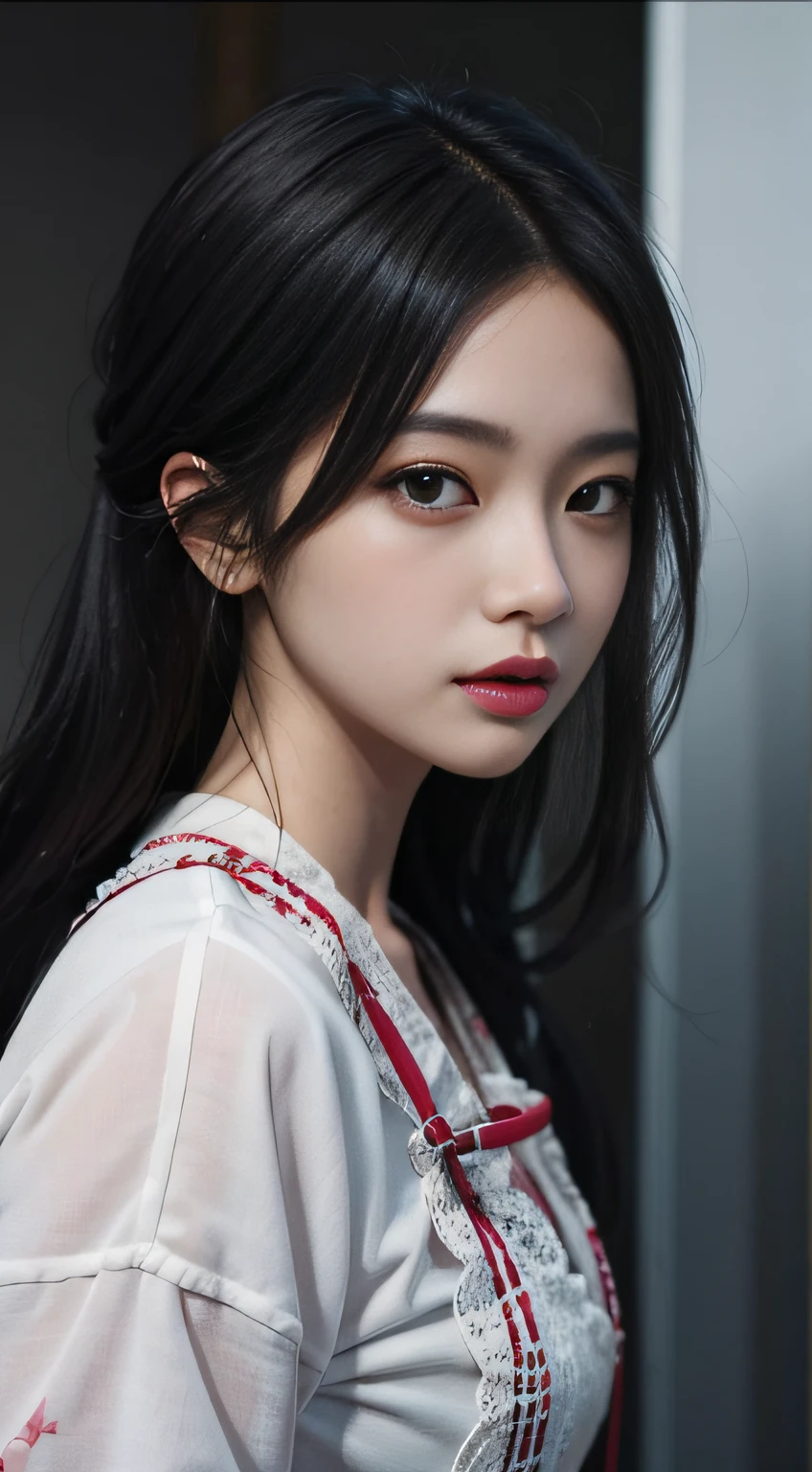 anime girl with long black hair and red and white dress, onmyoji portrait, Detailed digital anime art, detailed portrait of an anime girl, digital anime illustration, style of anime4 K, a beautiful anime portrait, Anime art wallpaper 8 K, clean and meticulous anime art, detailed anime character art, anime illustration, Beautiful character painting, Anime style illustration, Onmyoji detailed art