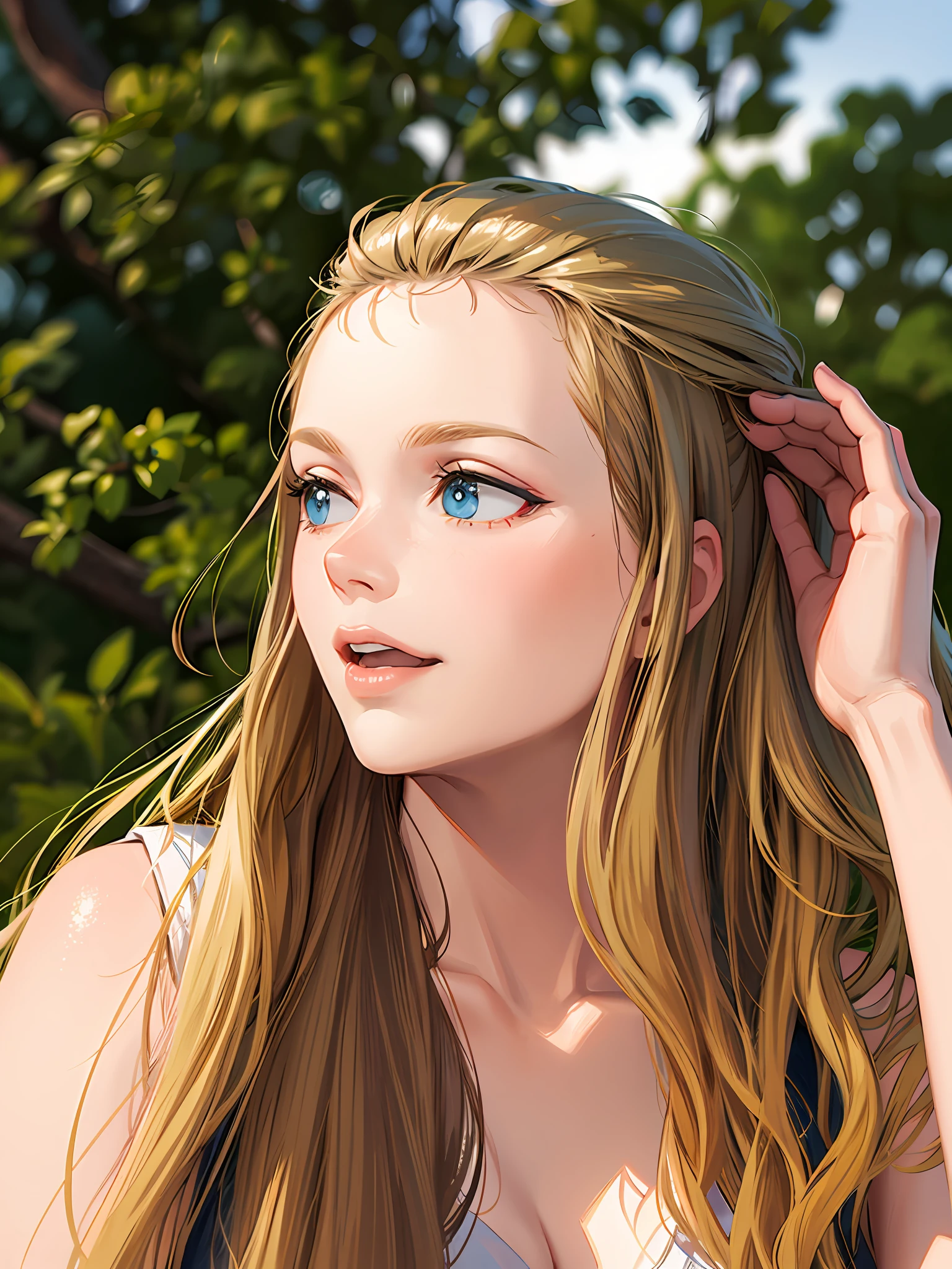 HD, (Best Detail), (Best Quality), Two-dimensional, Long Blonde Woman