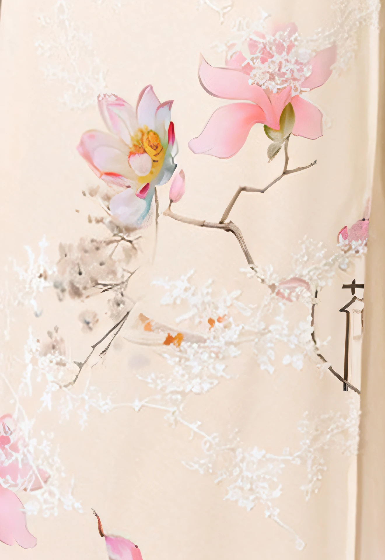 there is a picture of a bathroom with a toilet and a shower, flowing sakura silk, flowing sakura-colored silk, pale and coloured kimono, on cheongsam, long beautiful flowing kimono, highly detailed kimono, classic kimono, Hanfu, intricate silk clothing, intricate geisha kimono, komono, Traditional Chinese clothing, White Hanfu, Inspired by Qiu Ying, Silk robes