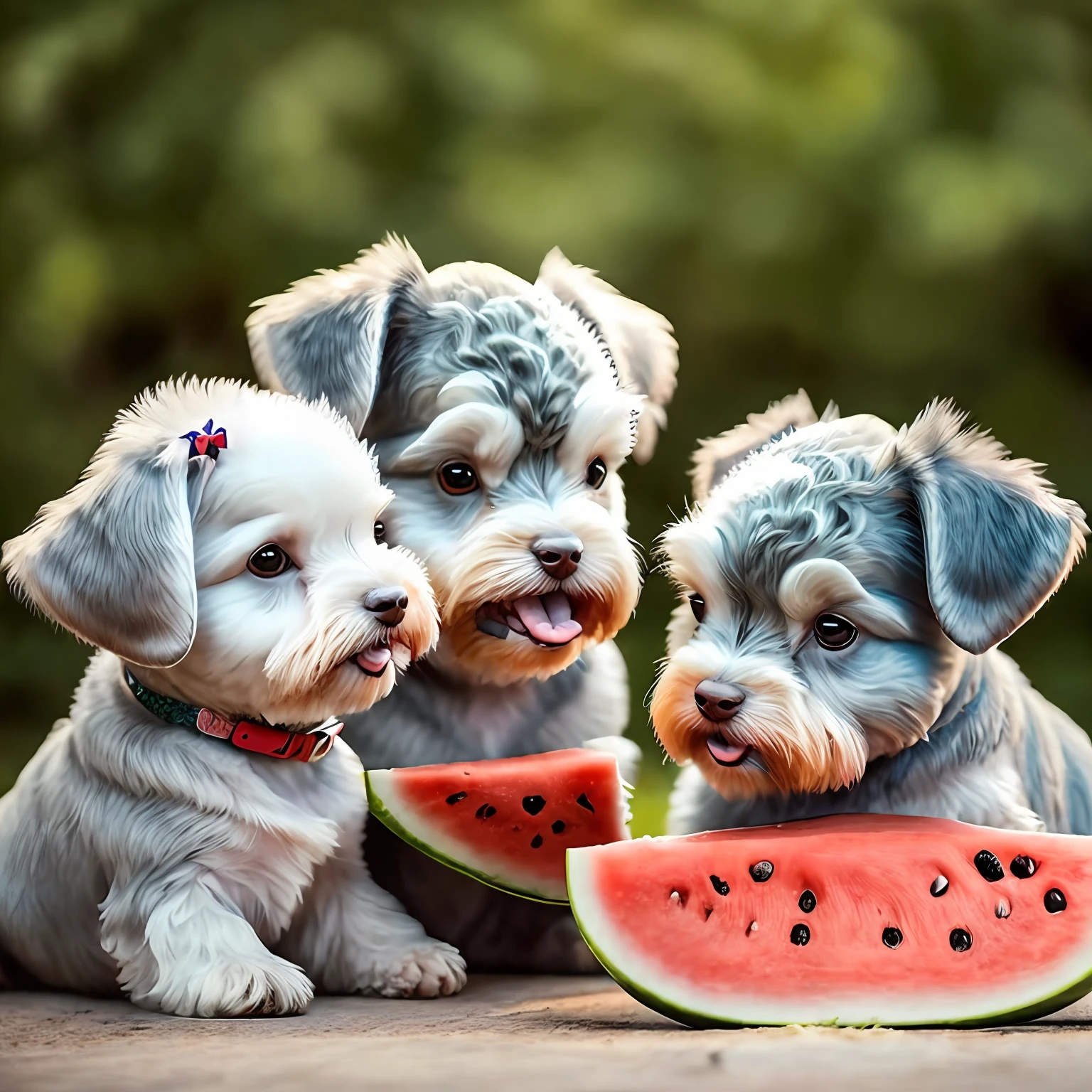 Schnauzers;lovly;eating watermelon --auto