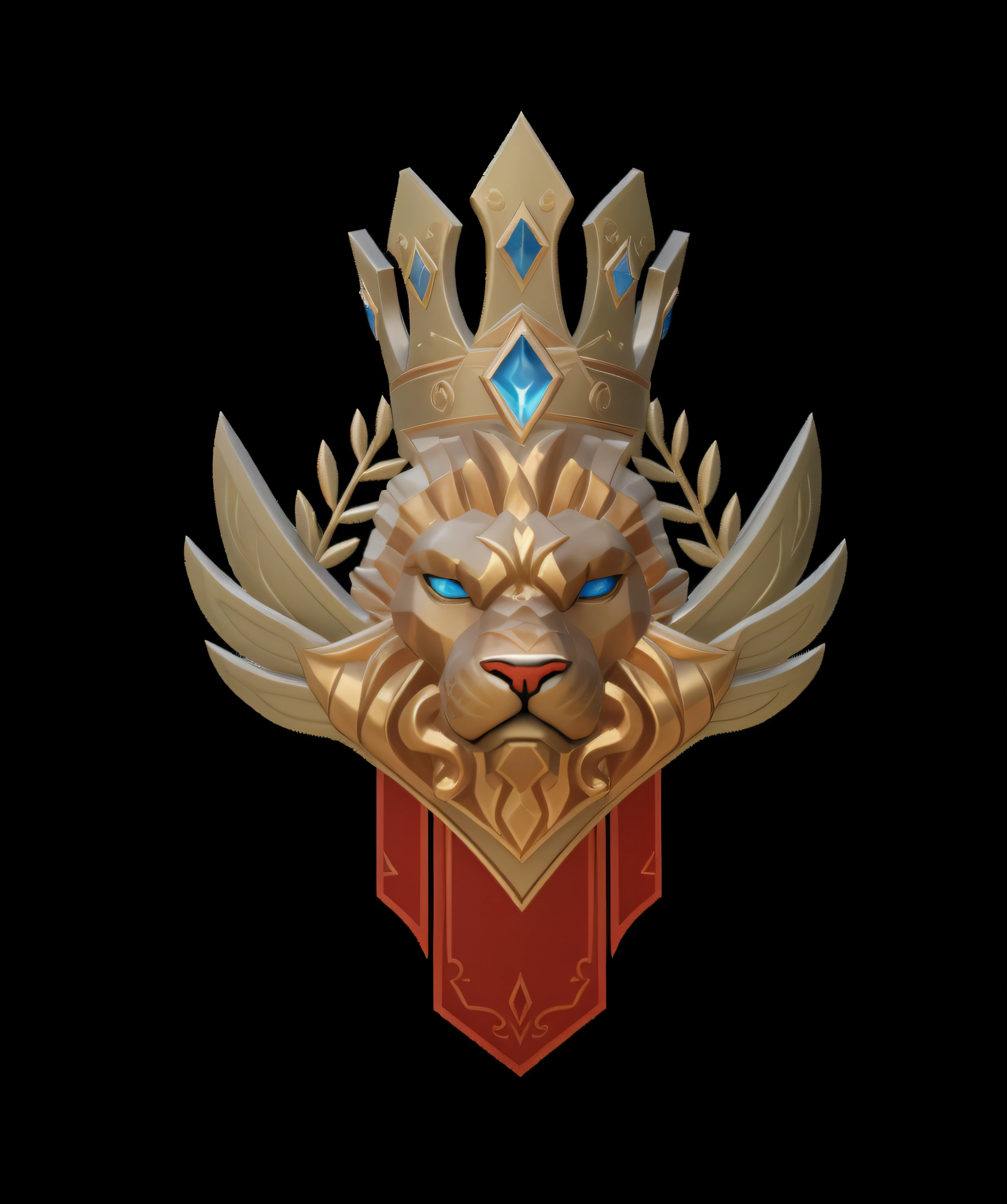 a close up of a golden lion head with a crown on it, crown of the gods, 3 d icon for mobile game, game icon stylized, third lion head, lion with crown, emblem of wisdom, in style of wold of warcraft, symmetrical crown, lion head, extremely detailed frontal angle, as seen on artstation, 3 d render stylized， 
European and American cartoon style，Disney  style，Muted colours，divine cinematic edge lighting，Natural lightrealistic lighting and shading，raytrace，Best Quority，super detailing --auto