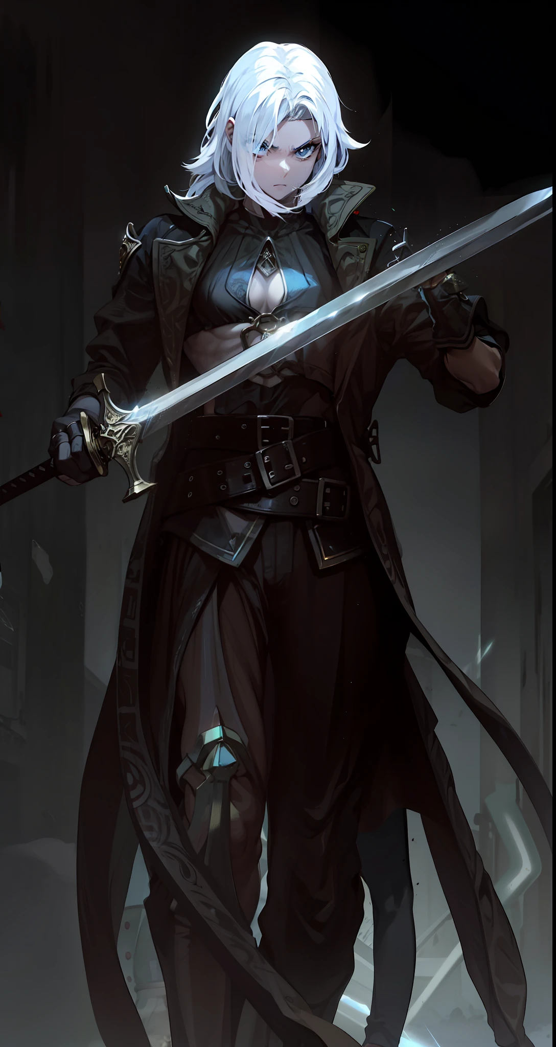 menino, pele morena, holding a sword with both hands, orelhas pontudas,4k, olhos amarelos, Armadura preta,pelo de animal negro nos ombros