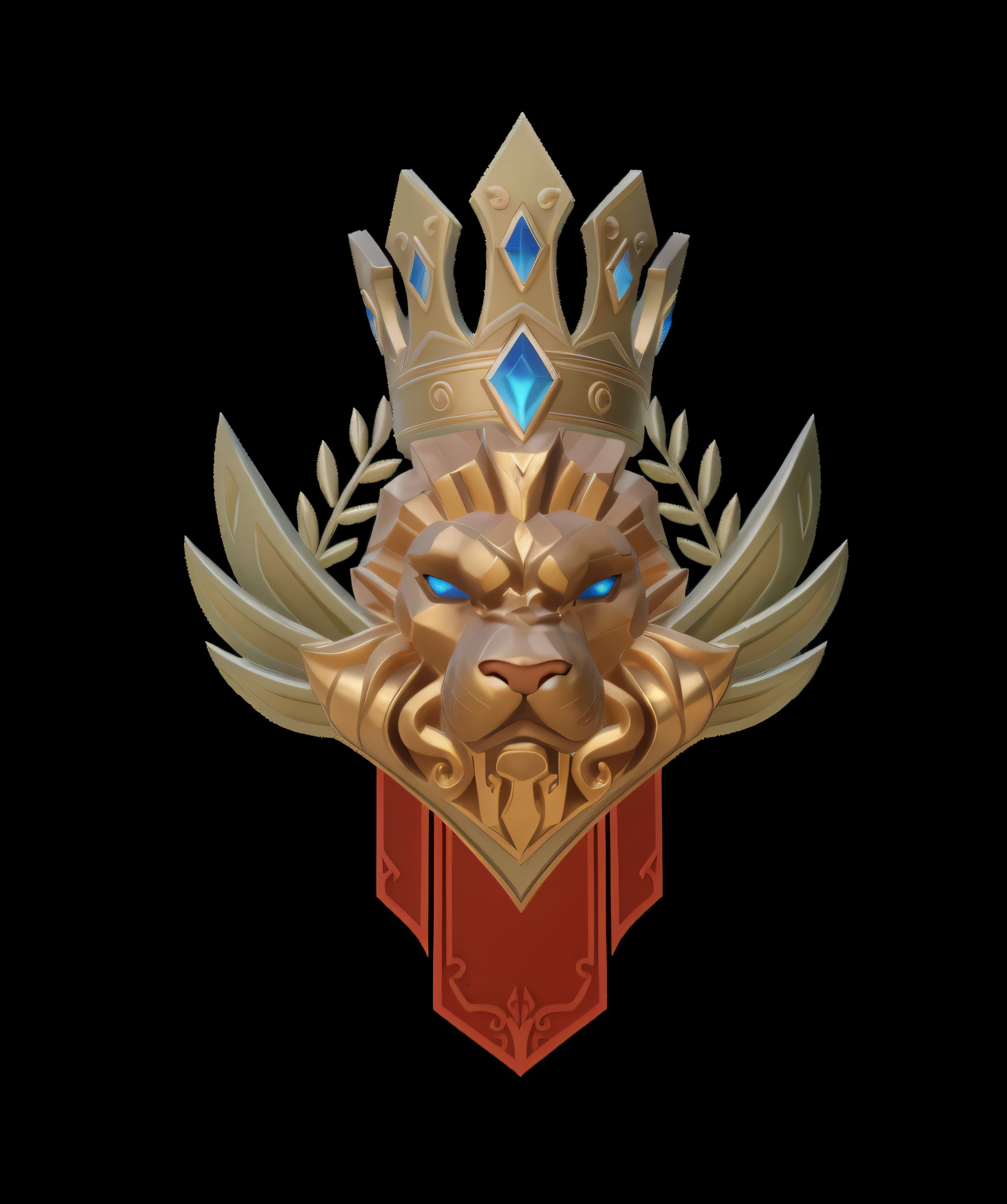 a close up of a golden lion head with a crown on it, crown of the gods, 3 d icon for mobile game, game icon stylized, third lion head, lion with crown, emblem of wisdom, in style of wold of warcraft, symmetrical crown, lion head, extremely detailed frontal angle, as seen on artstation, 3 d render stylized， 
European and American cartoon style，Disney  style，Muted colours，divine cinematic edge lighting，Natural lightrealistic lighting and shading，raytrace，Best Quority，super detailing --auto