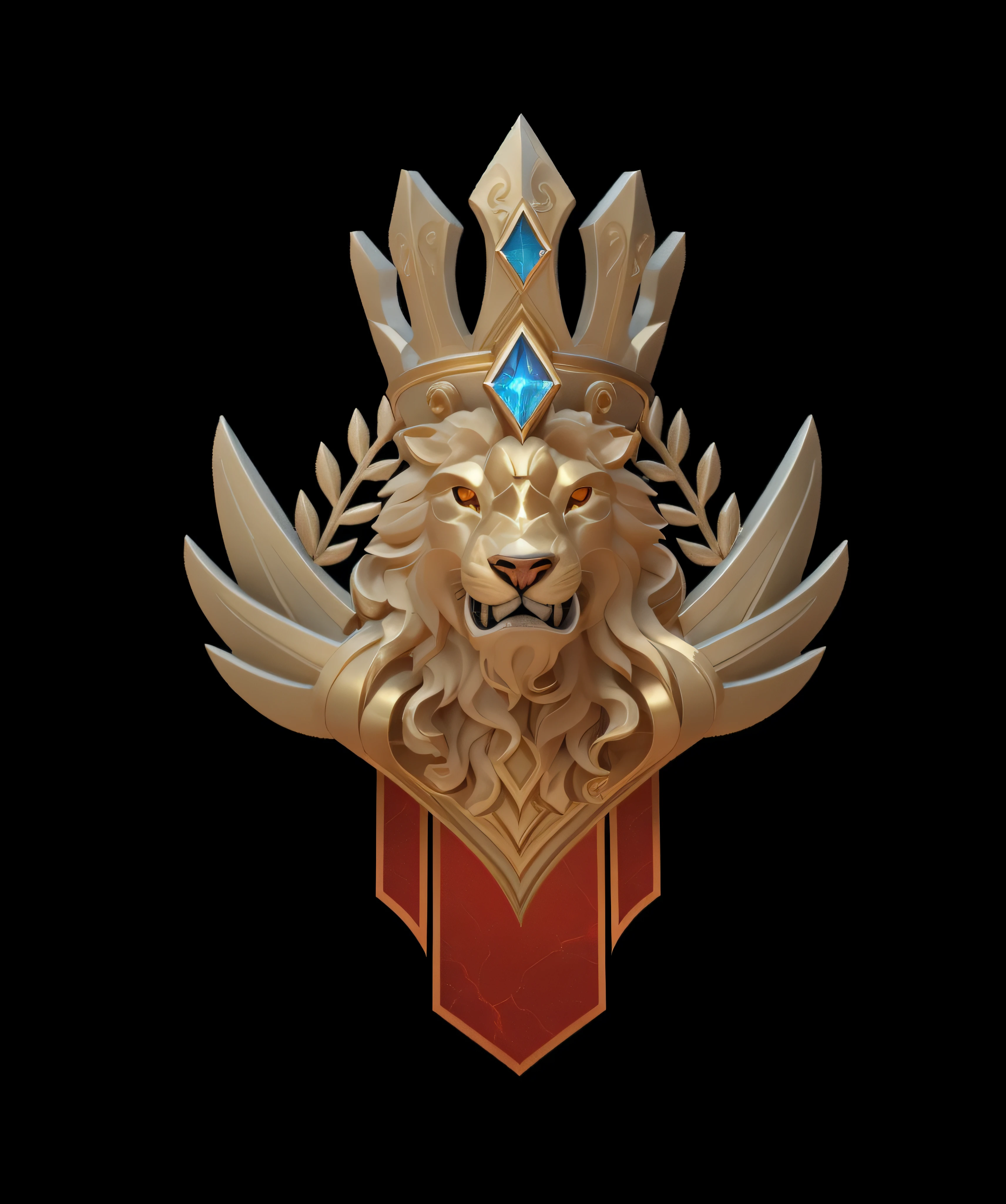 a close up of a golden lion head with a crown on it, crown of the gods, 3 d icon for mobile game, game icon stylized, third lion head, lion with crown, emblem of wisdom, in style of wold of warcraft, symmetrical crown, lion head, extremely detailed frontal angle, as seen on artstation, 3 d render stylized， 
European and American cartoon style，Disney  style，Muted colours，divine cinematic edge lighting，Natural lightrealistic lighting and shading，raytrace，Best Quority，super detailing --auto