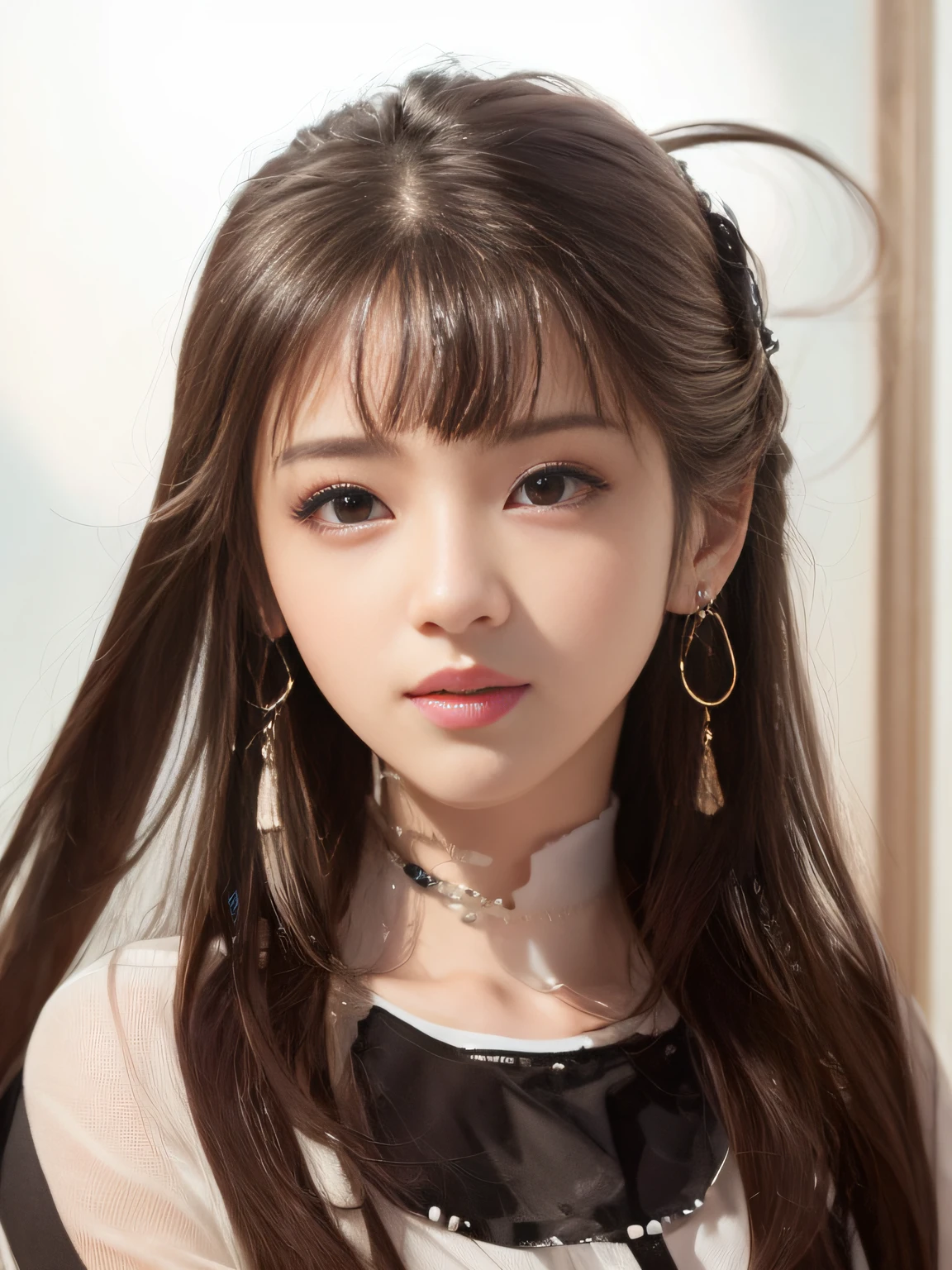 anime girl with long hair and piercings posing for a picture, artwork in the style of guweiz, kawaii realistic portrait, beautiful anime portrait, realistic. cheng yi, detailed portrait of anime girl, realistic anime artstyle, realistic cute girl painting, stunning anime face portrait, realistic young anime girl, portrait of female korean idol, guweiz