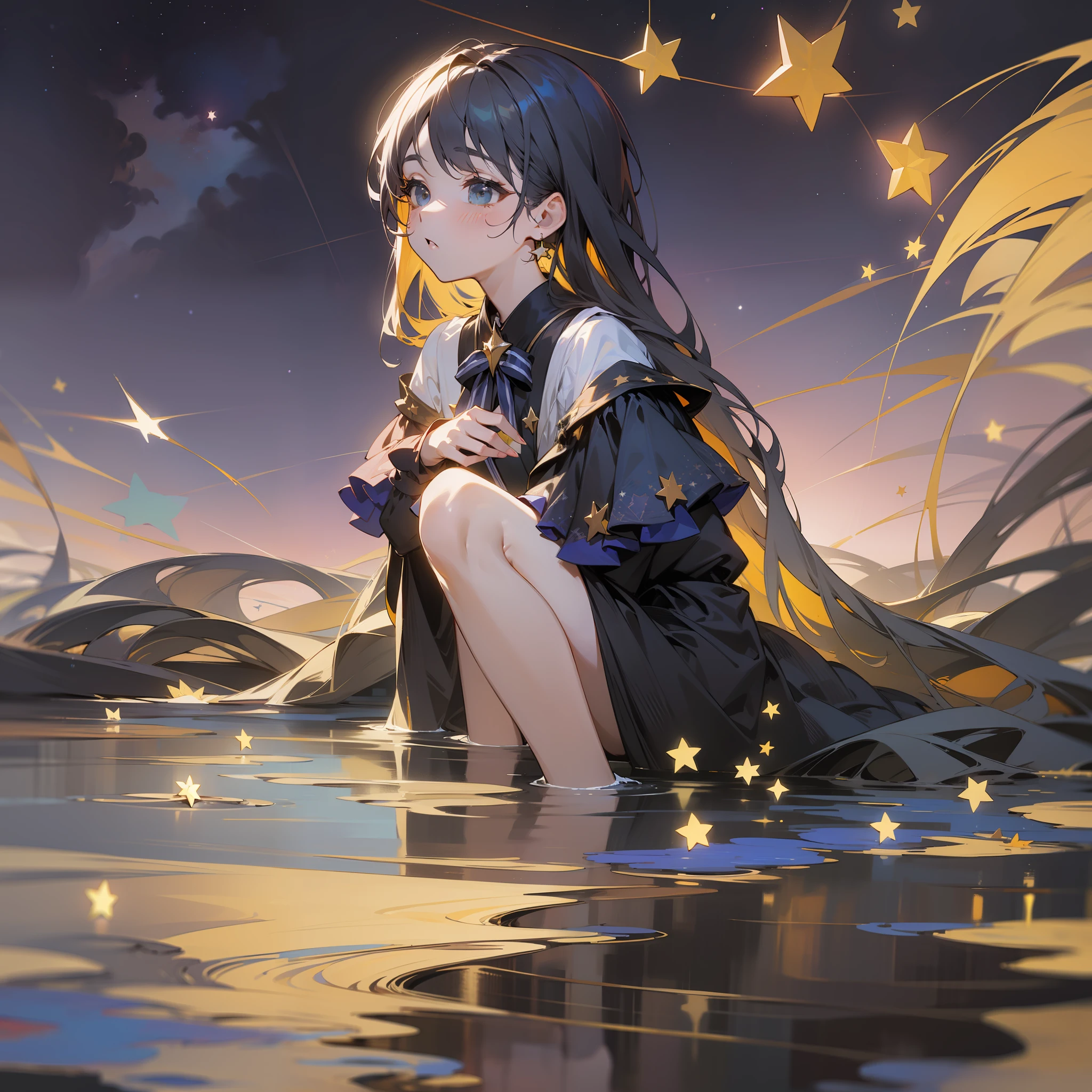 Women painted by Claude Monet、Stars on the surface of the water々、mysterious beauty、krystal、Knees
