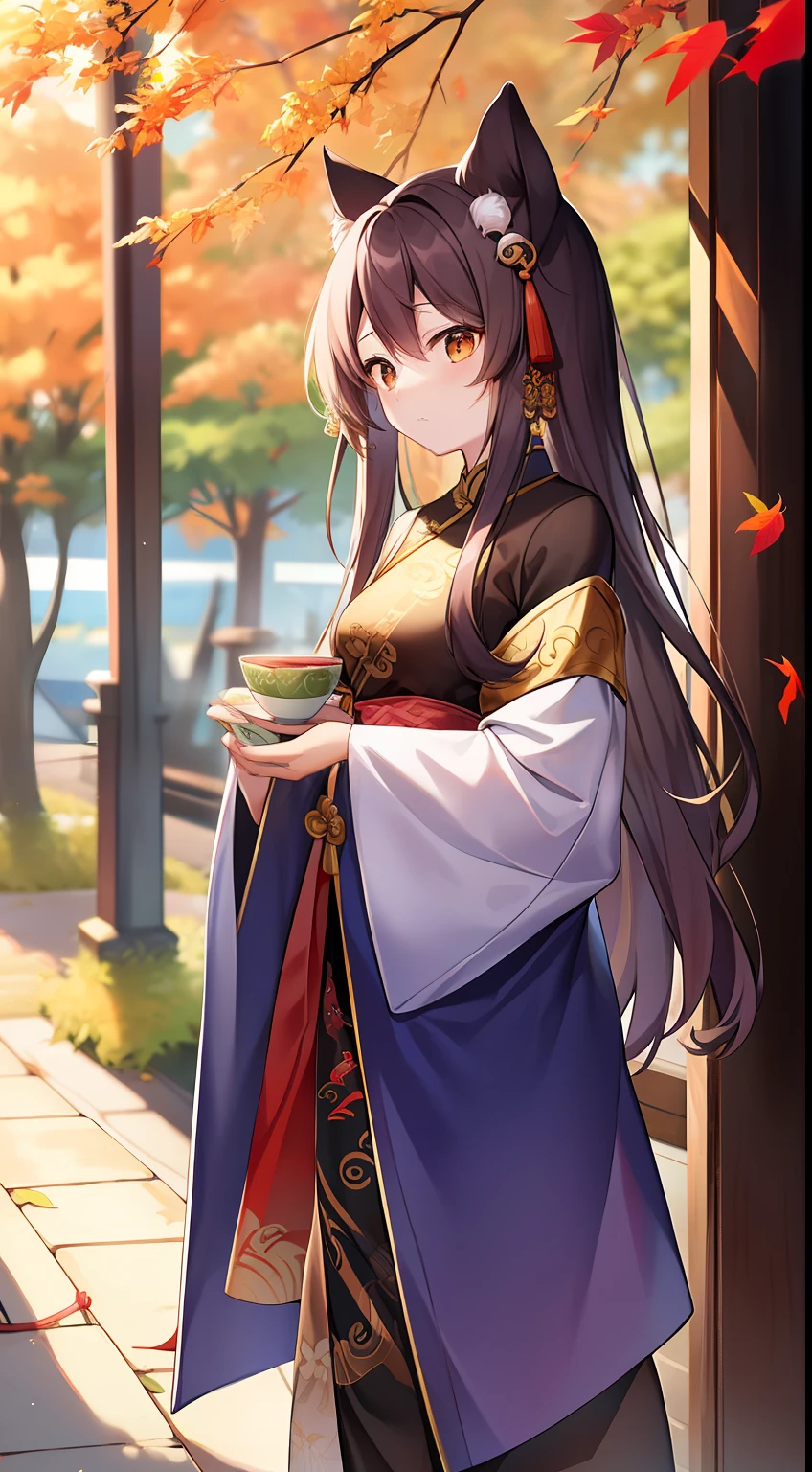 Qianyu welcomes the cool day,Square bed royal coat。
Talk about stopping jade,Yaqu Lane Gold Emblem。
The autumn sound of the tall trees is early,The promenade is slightly hot。
No need to drink from the river,Cook tea and forget about it。