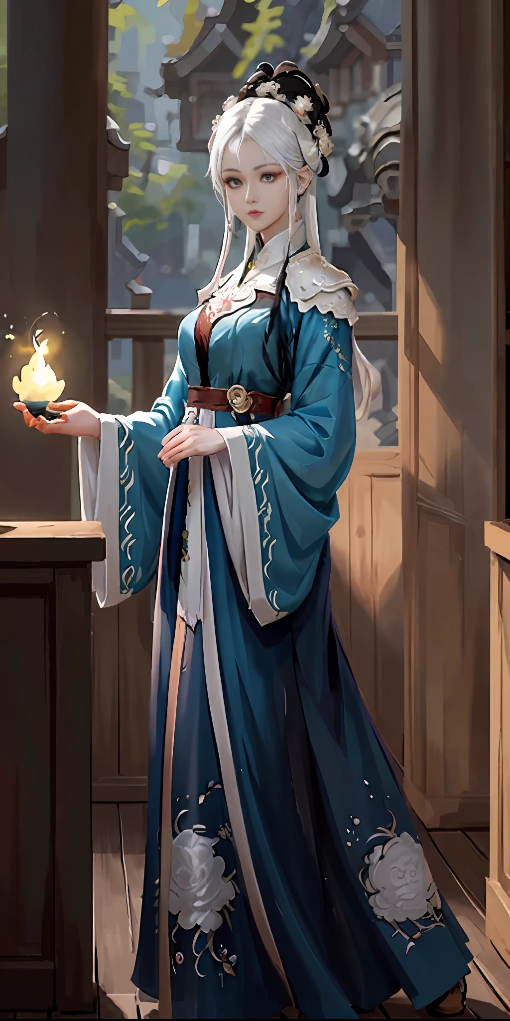 a close up of a woman with white hair and a white mask, beautiful character painting, guweiz, artwork in the style of guweiz, white haired deity, by Yang J, epic exquisite character art, stunning character art, by Fan Qi, by Wuzhun Shifan, guweiz on pixiv artstation