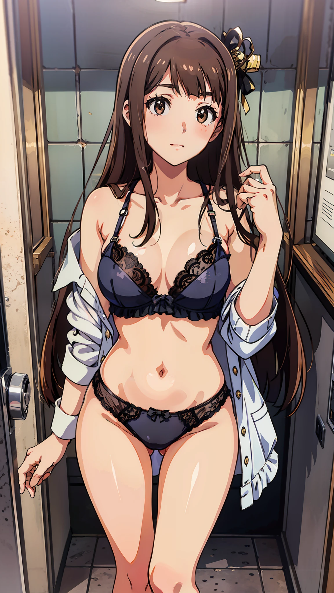 Changing clothes　beste-Qualit　Gray Lingerie　独奏　Kotoha Tanaka　anime illustrated　change room