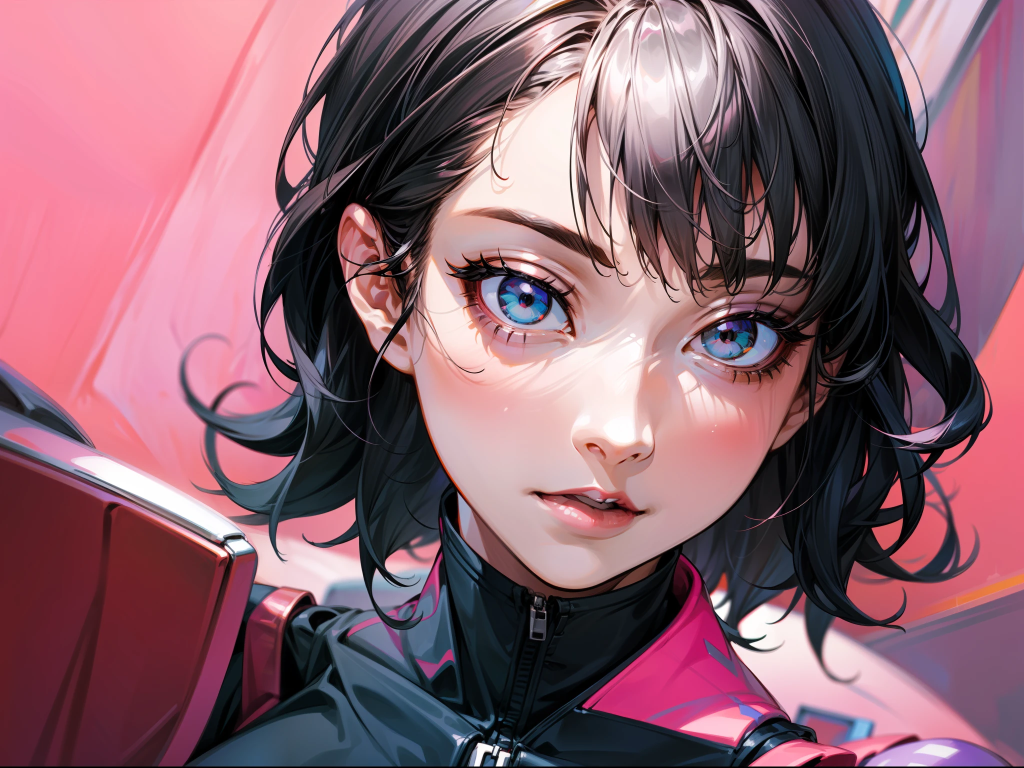 (巨作)、the detail、in 8K、((Full body photo from head to toe))、Girl in tight clothes、short dark hair、Colorful inner hair、Realistic and sharp details、portrait shooting、Super Intricate Details、Ultra-fine details、Stay outside、