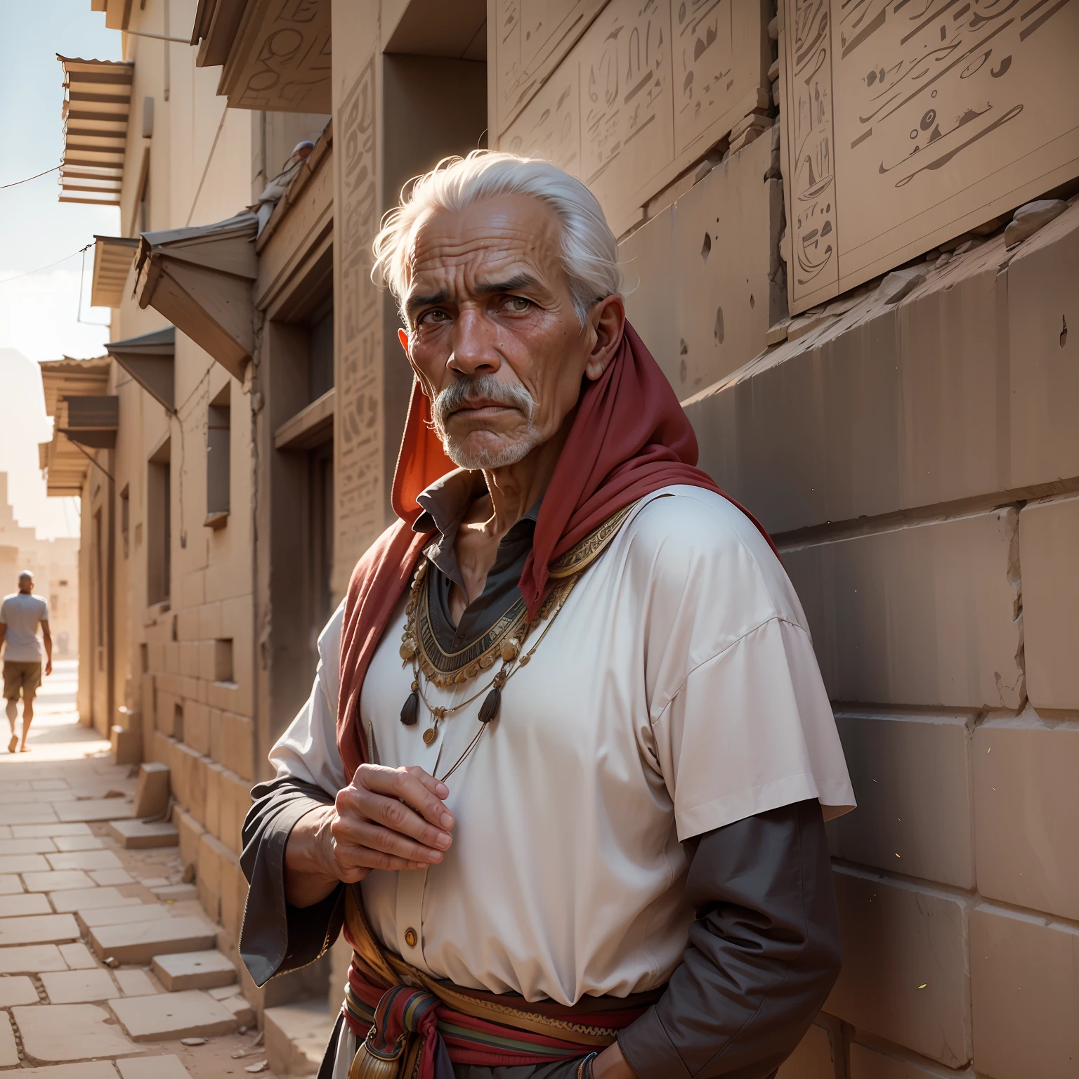 A middle-aged, wither-looking and modest man,Inhabitants of the ancient city of Egypt