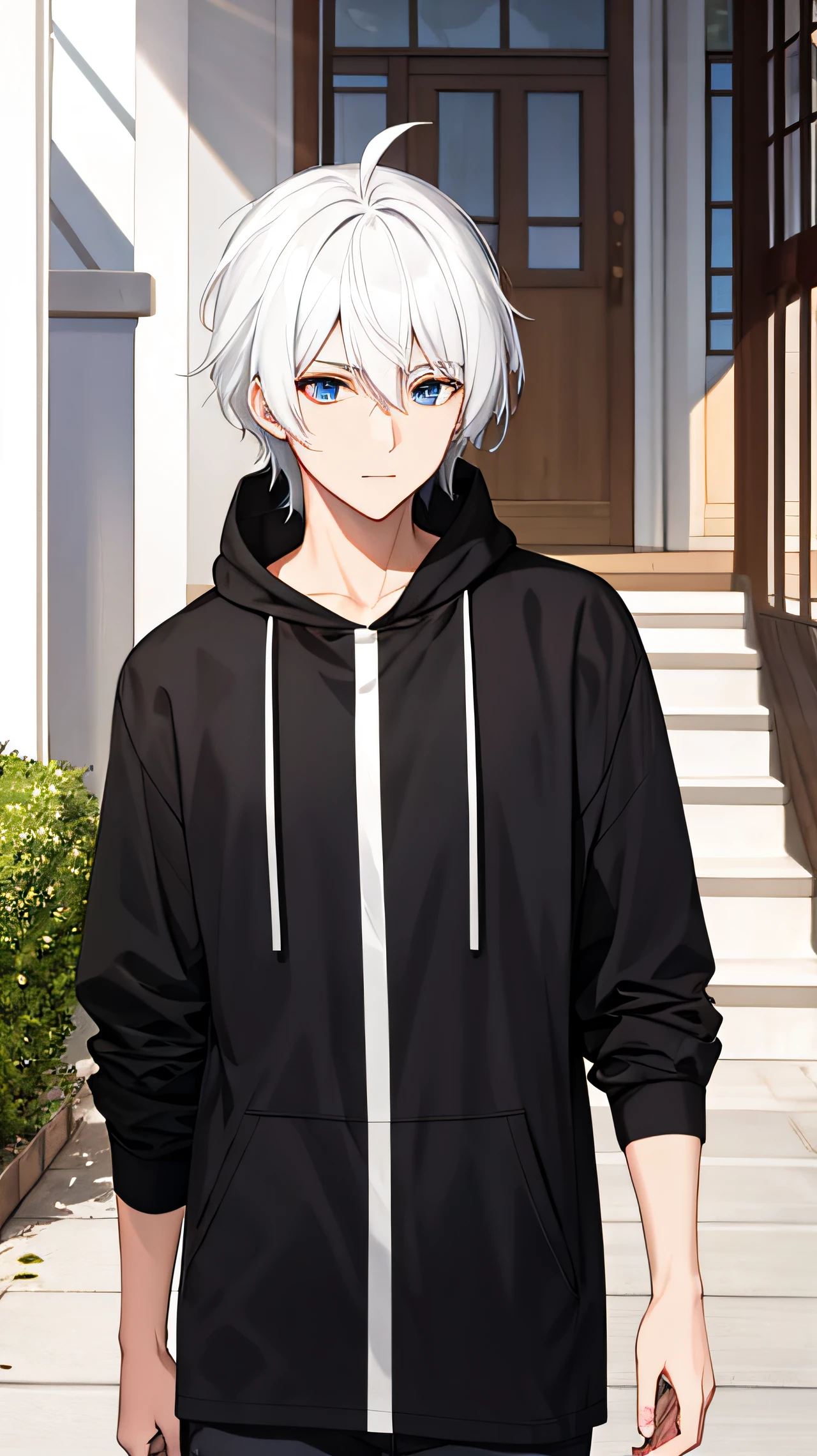 Pure white hair,male people,shoun,Everything remains unchanged except for hair