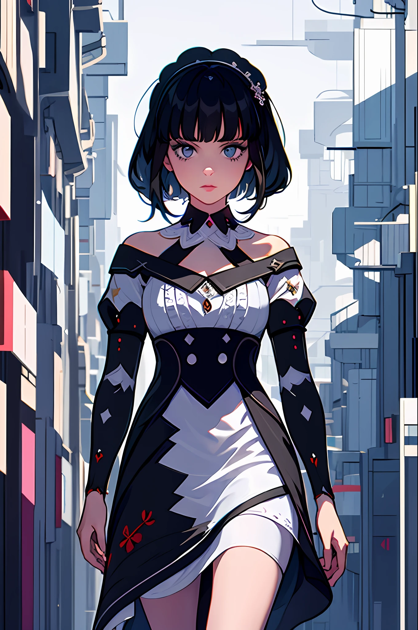 Highly detailed, High Quality, Masterpiece, beautiful, Katheryne, 1girl, solo, Glitching, glitch, black hair, bangs