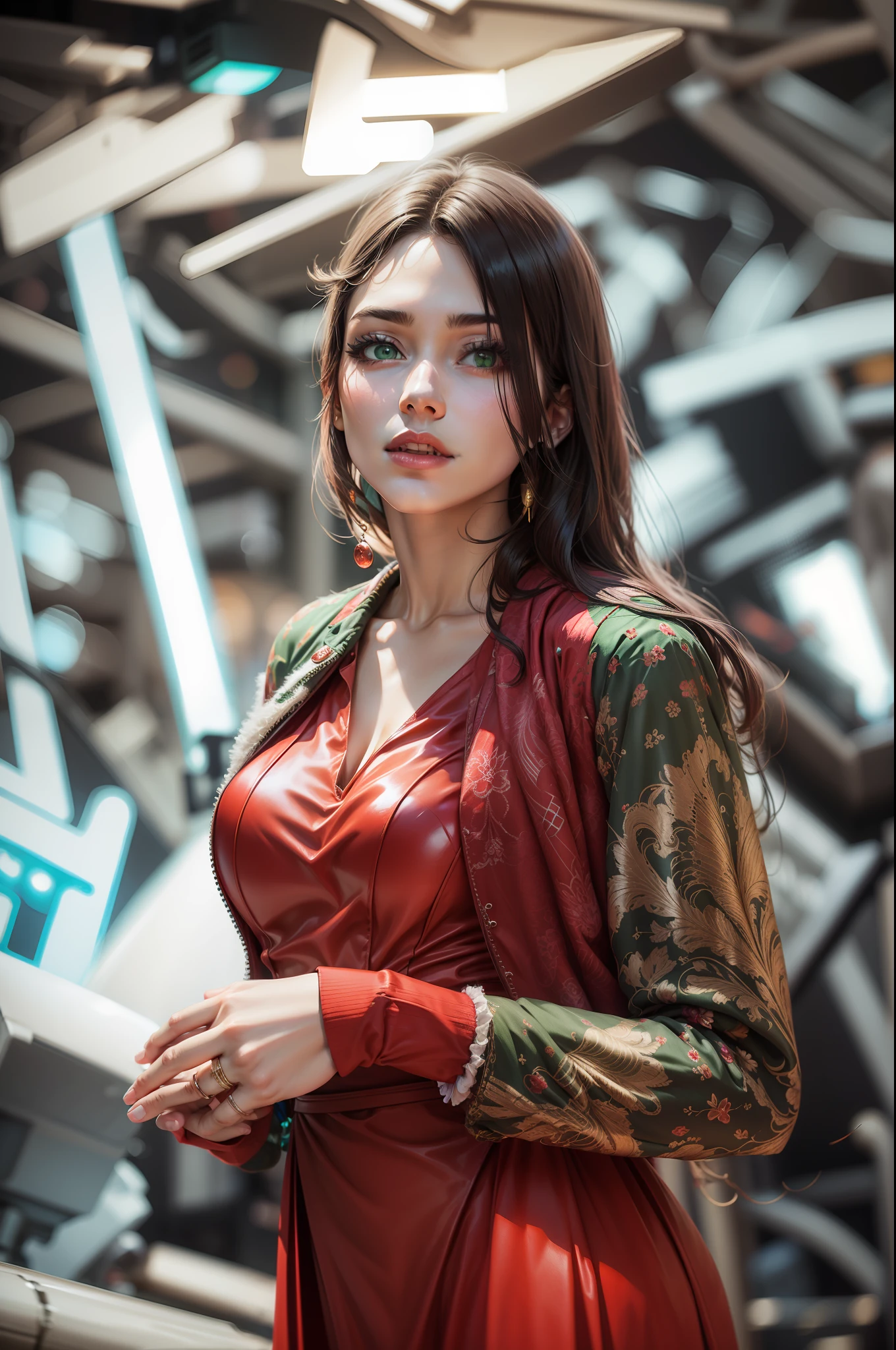 Money heist red dress with green light