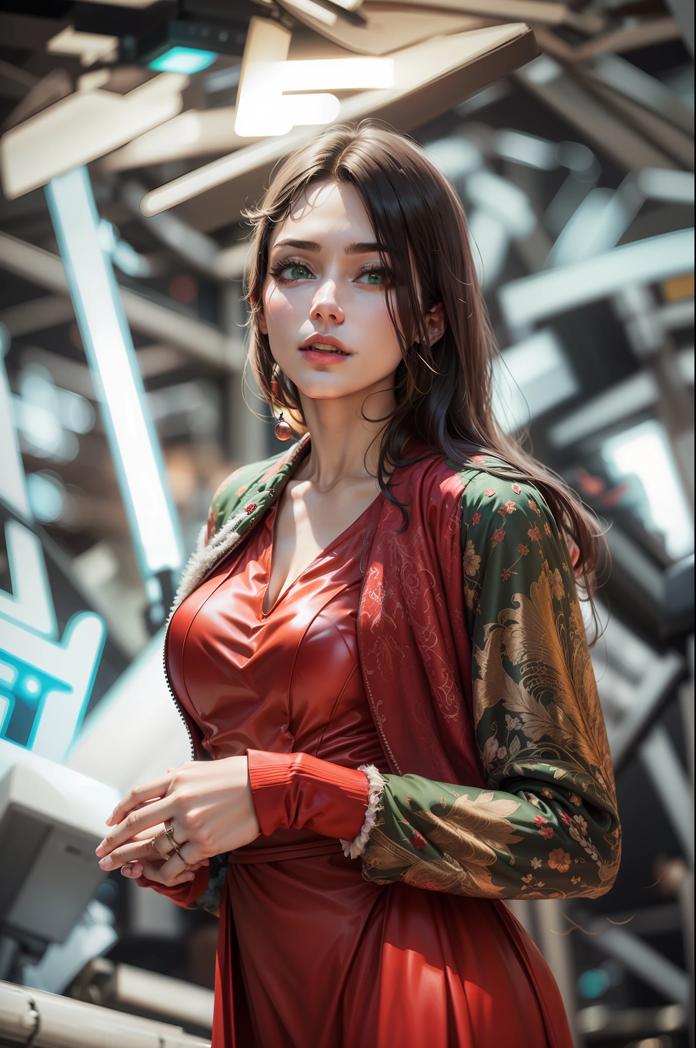 Money heist red dress with green light