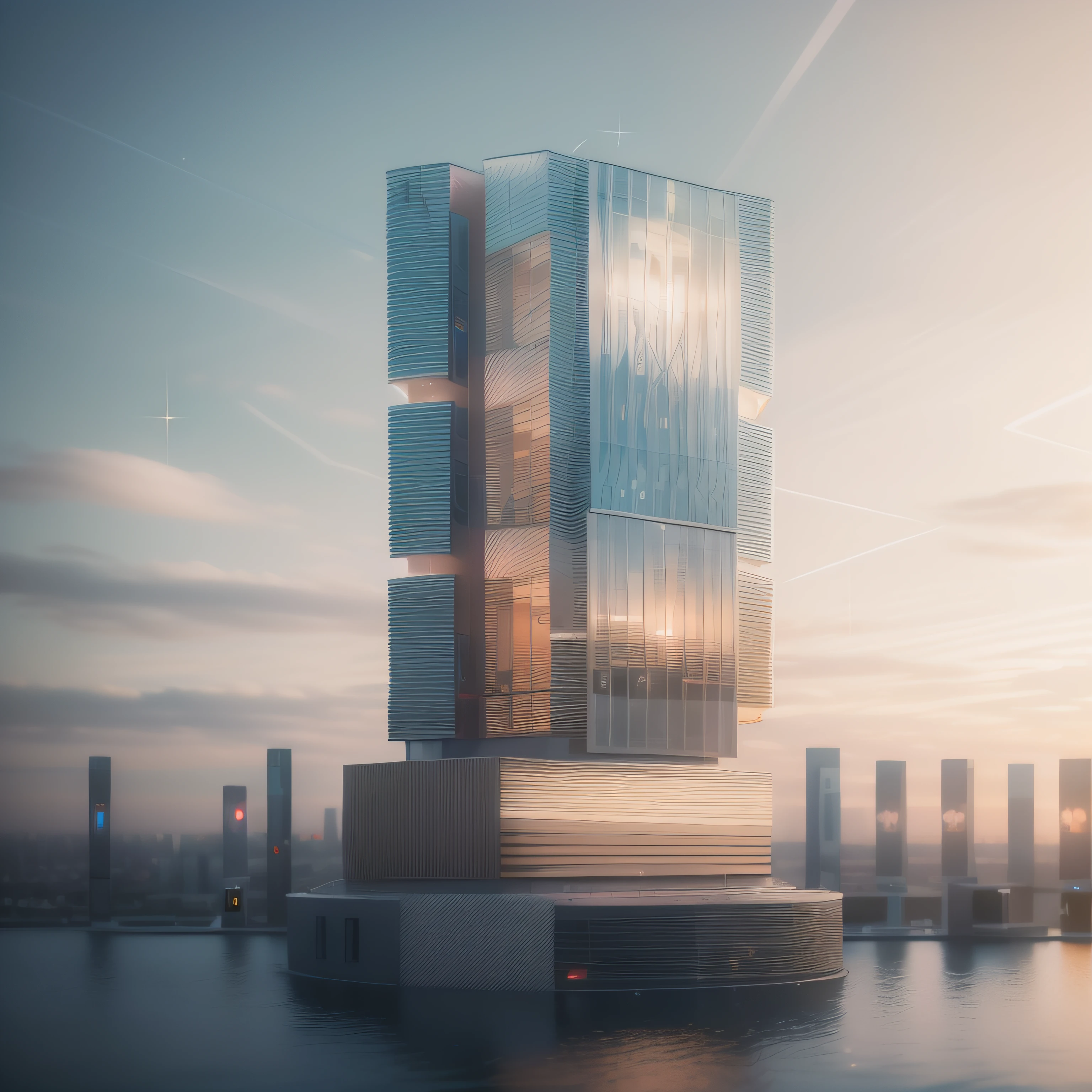 Technologie,architectural,the ground,surrealism, Modern, Cinematic lighting, Sparkle, Glowing light, f/4.0, 85mm, ultra high def, 巨作, Super detail, High quality, A high resolution, 8K