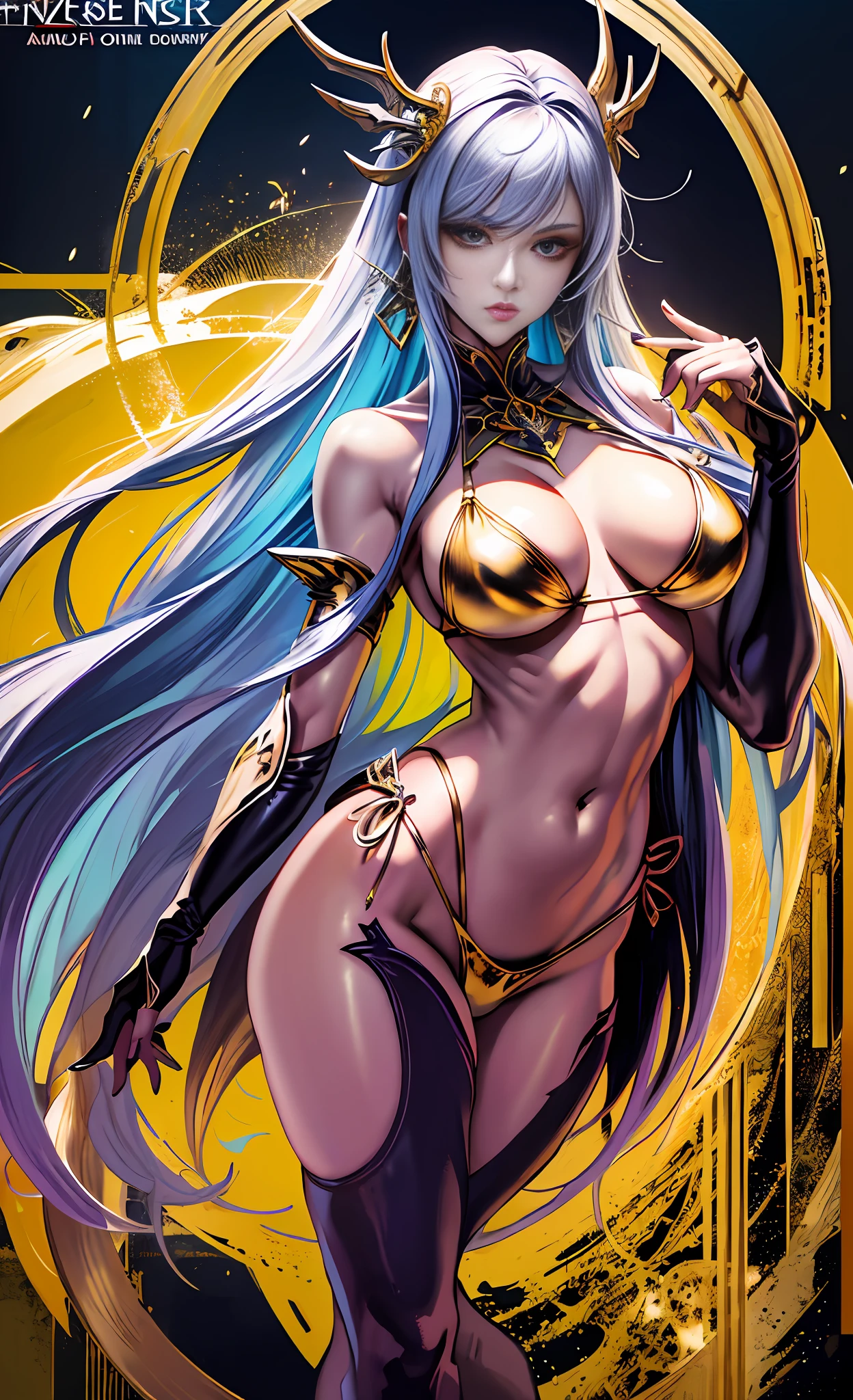 Top anime art- mature women in sexy bikinis,fully body pose,Long hair and white cape,goddesses,Full body like,Sexy all over,Extremely sexy,Extremely high detail throughout the body,Super detailed fantasy characters, CGI anime fantasy artwork,Master Anime Character Art 8 K,Beautiful anime drawing,((Beautiful fantasy queen)),Beautiful and elegant Terran goddess,Extremely detailed artistic germ,Fantasy art style