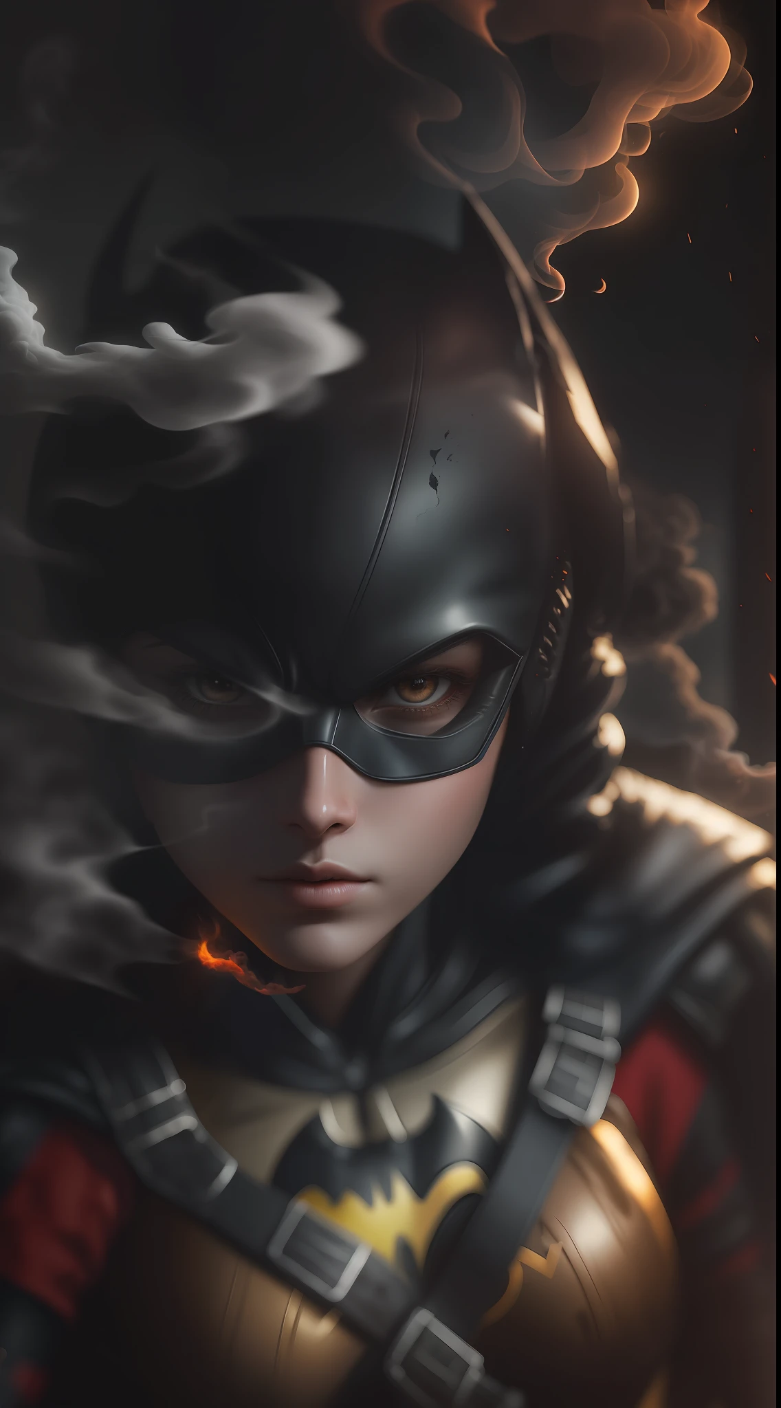 (gloomy shot: 1.1), epic realistic, Batgirl in a red smoke cloud, soft cinematic light, Adobe Lightroom, darkroom, HDR, intricate, highly detailed, (depth of field: 1.4), hyper-detail (artstation: 1.4), cinematic, warm light, dramatic light (complex details: 1.1)