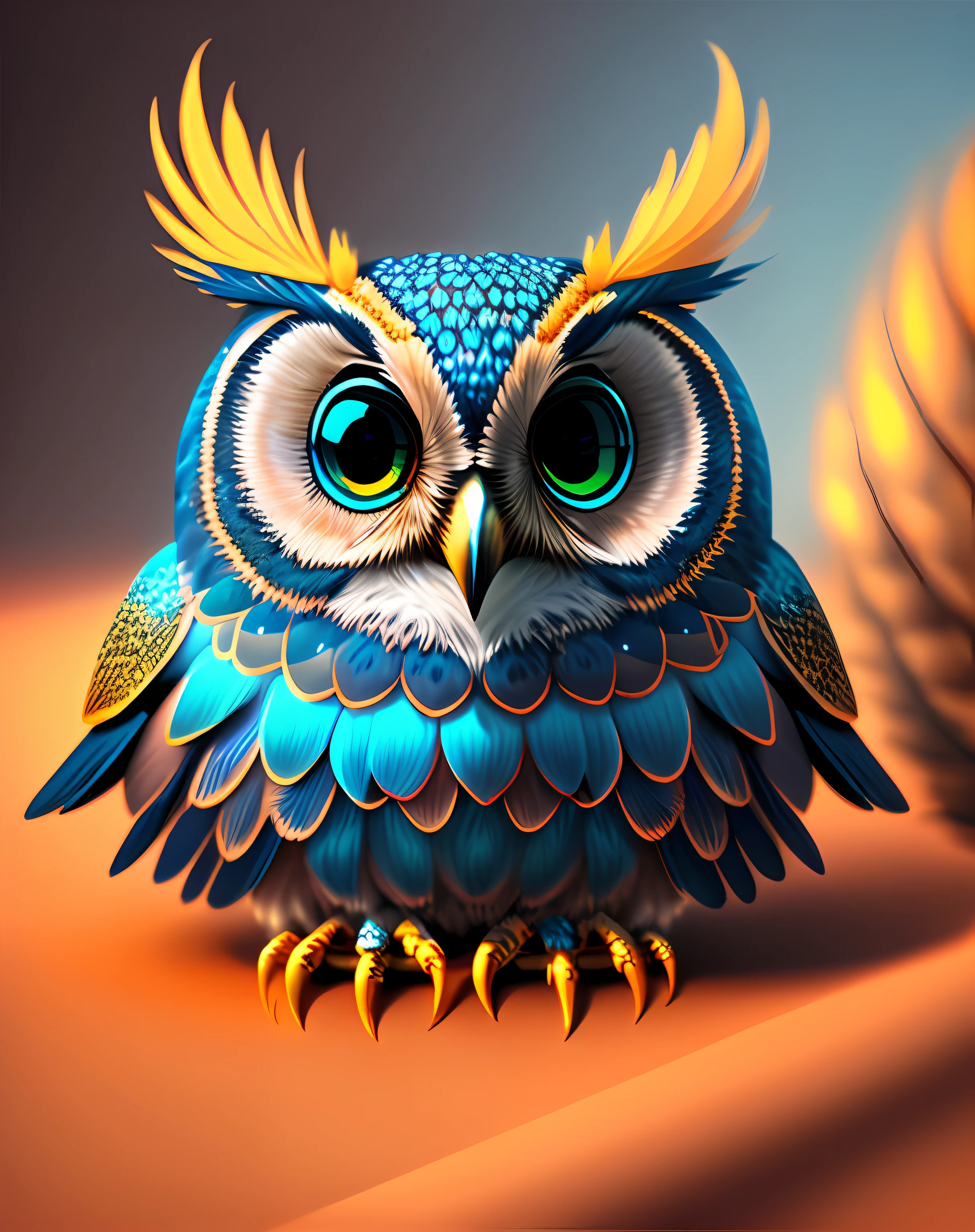 Digital drawing of blue eyes owl,unreal engine rendered + goddesses,ighly detailed,beeple global illumination,masterpaintings,8K Ultra Clear,Exquisite gorgeous jewelry,trending on cgisociety,Motion graphics,rossdraws global illumination,CGSesociety