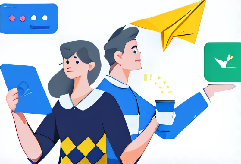 a couple of people holding up a cup of coffee and a paper airplane, avatar for website, Avatar image, Simple and clean illustration, Flat illustration, 2D illustration, 2 d illustration, 2D, 2 d, Simple illustration, gen z, no gradien, Detailed 2D illustration, corporate animation style, Profile image, telegram sticker design, illustration，，，orange colors