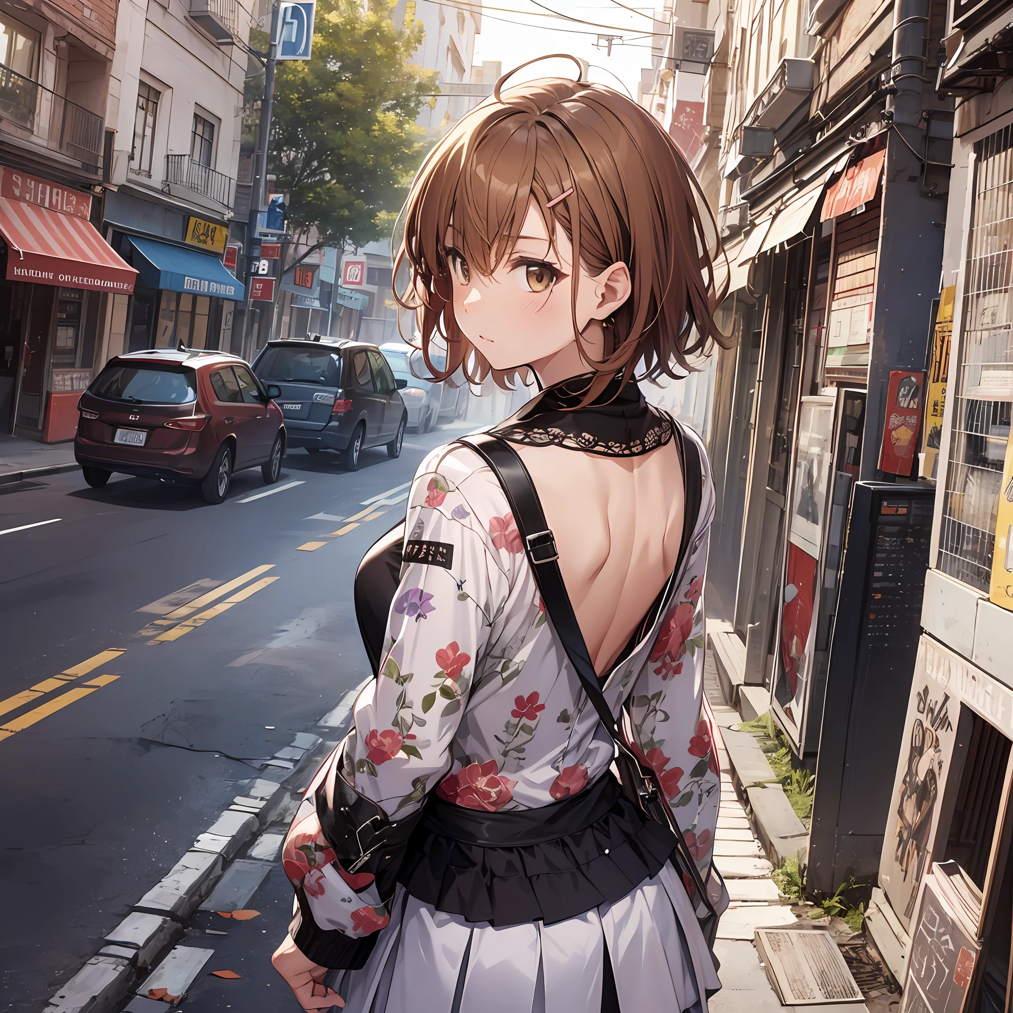 （巨作, beste-Qualit, Misaka_mikoto, Brown-eyed, Short_hair, Small_Breast,）　Rear view　random posing　　Random clothes　　Random Location　　Random View