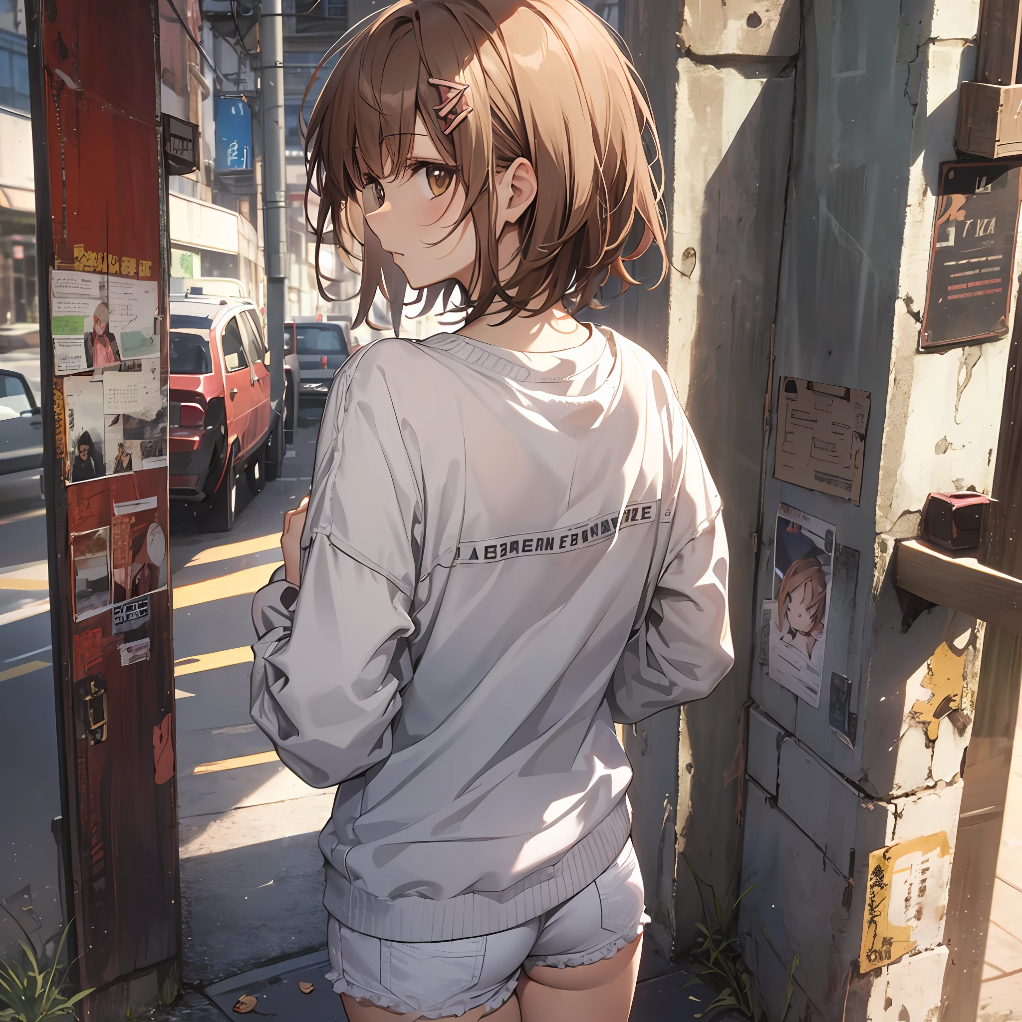 (巨作, beste-Qualit, Misaka_mikoto, Brown-eyed, Short_hair, Small_Breast,) Rear view random posing Random clothes Random Location Random View