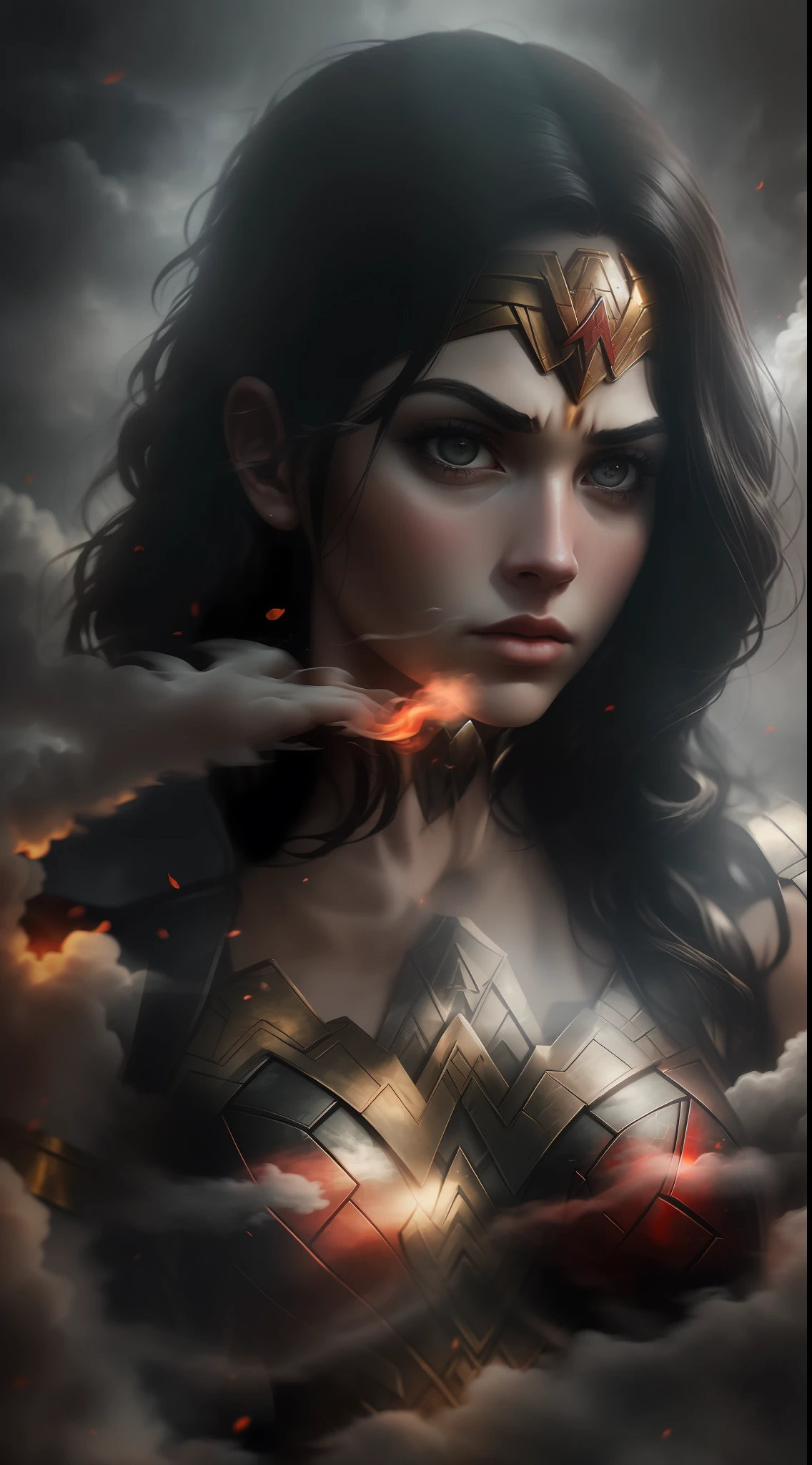(gloomy shot: 1.1), epic realistic, Wonder Woman in a red smoke cloud, soft cinematic light, Adobe Lightroom, darkroom, HDR, intricate, highly detailed, (depth of field: 1.4), hyper-detail (artstation: 1.4), cinematic, warm light, dramatic light (complex details: 1.1)