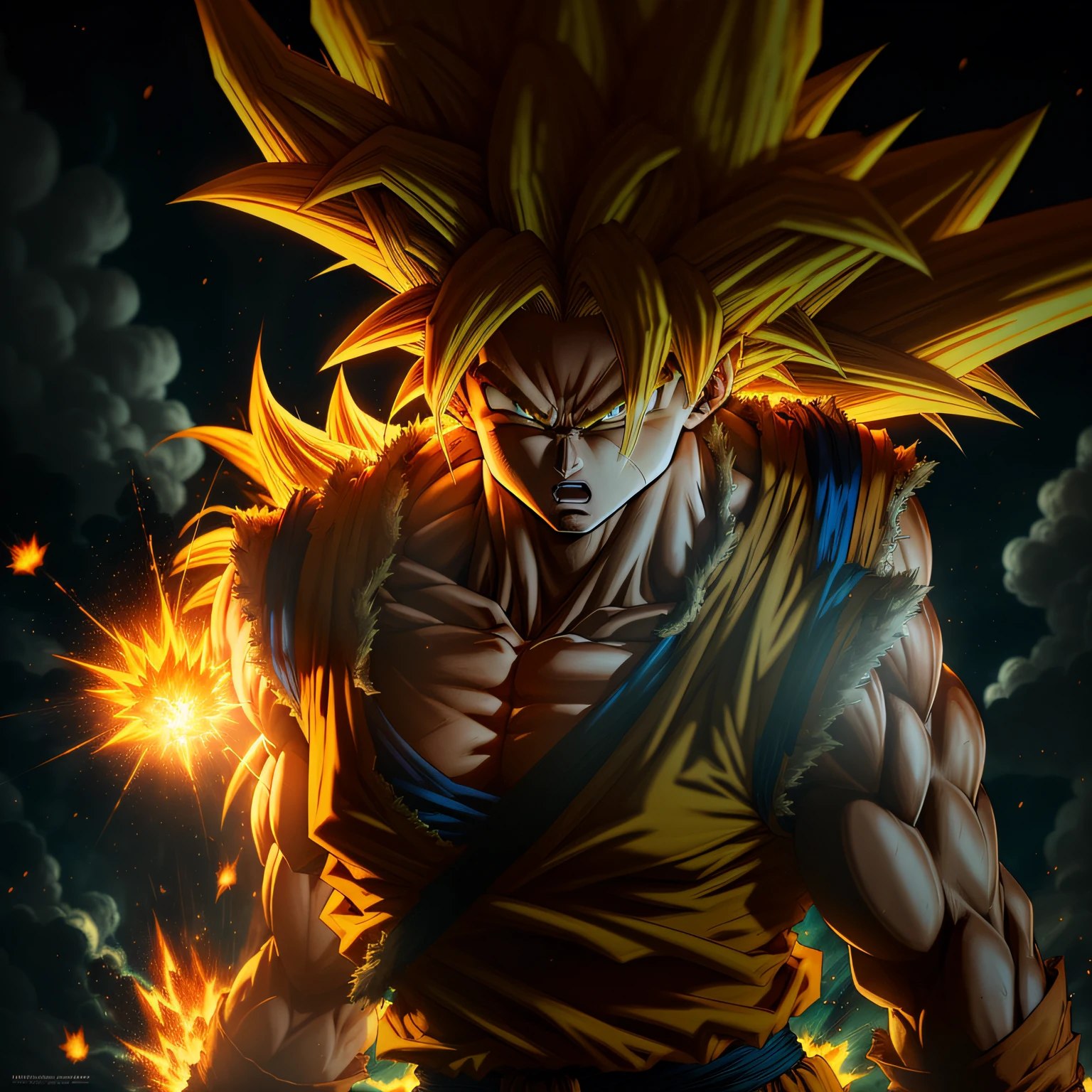 Masterpiece, best quality, Goku, Super Saiyan, yellow hair --auto