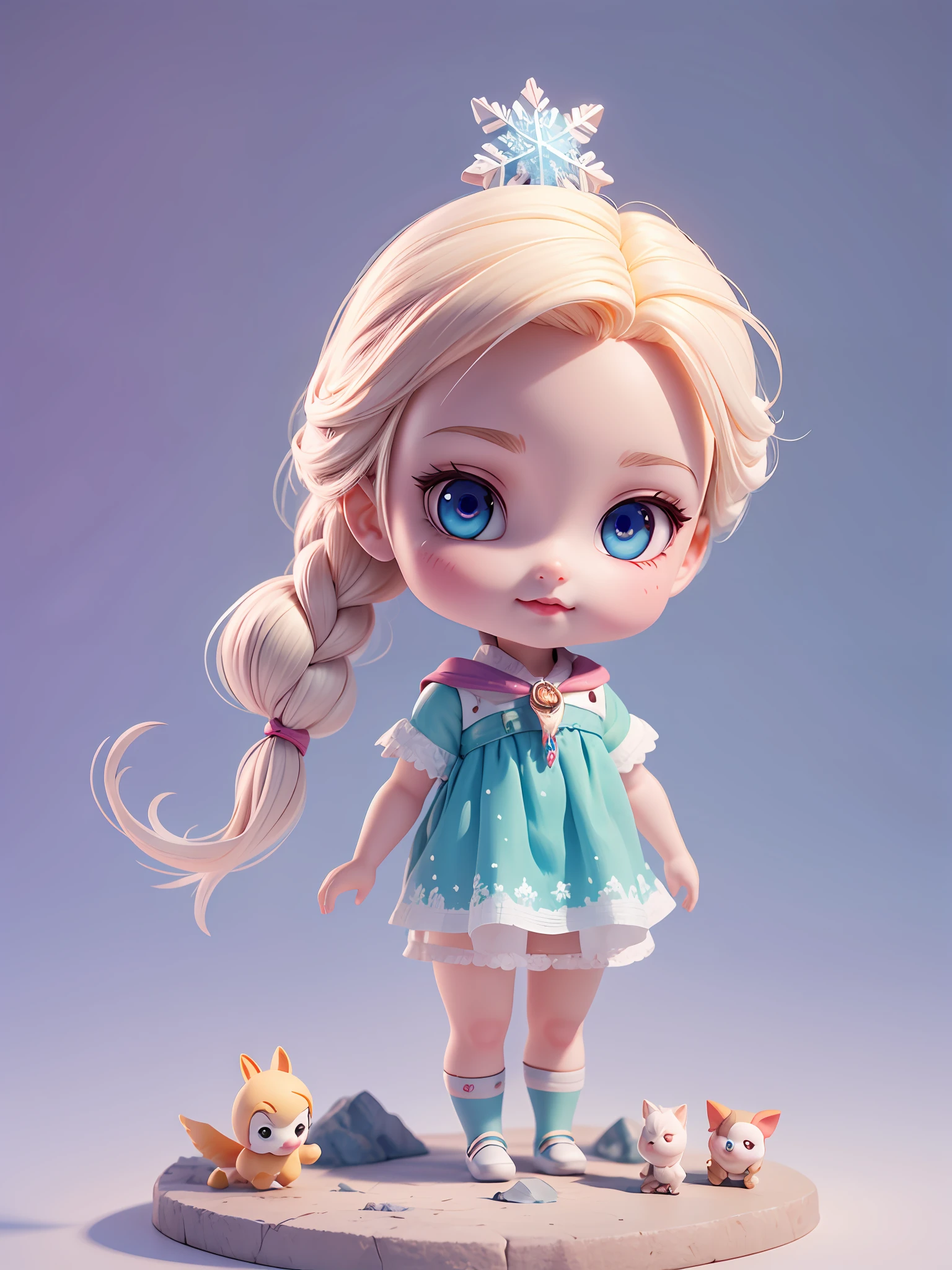 Frozen Elsa little doll，Cute 3d rendering，Cute 3d anime boy rendering，cute detailed digital art，Mini cute girl，Stylized 3D rendering，3D Rendering Character Art 8K，cute digital painting，Anime style 3D，Super detailed rendering