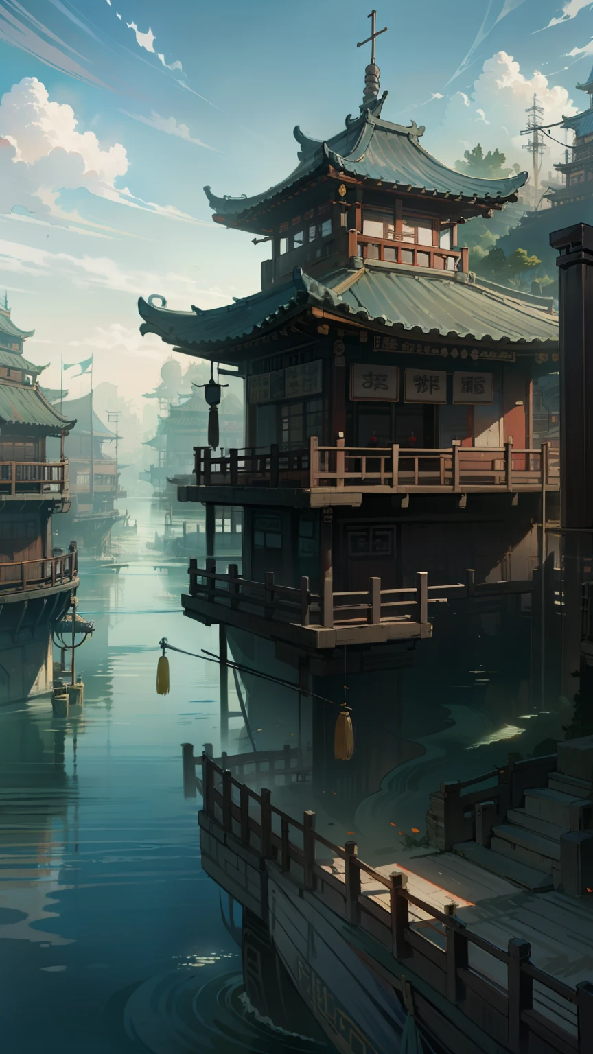 extremely detailed, 8k, wallpaper,masterpiece, best quality, ultra-detailed, bilgewater,(chinese architecture) ,