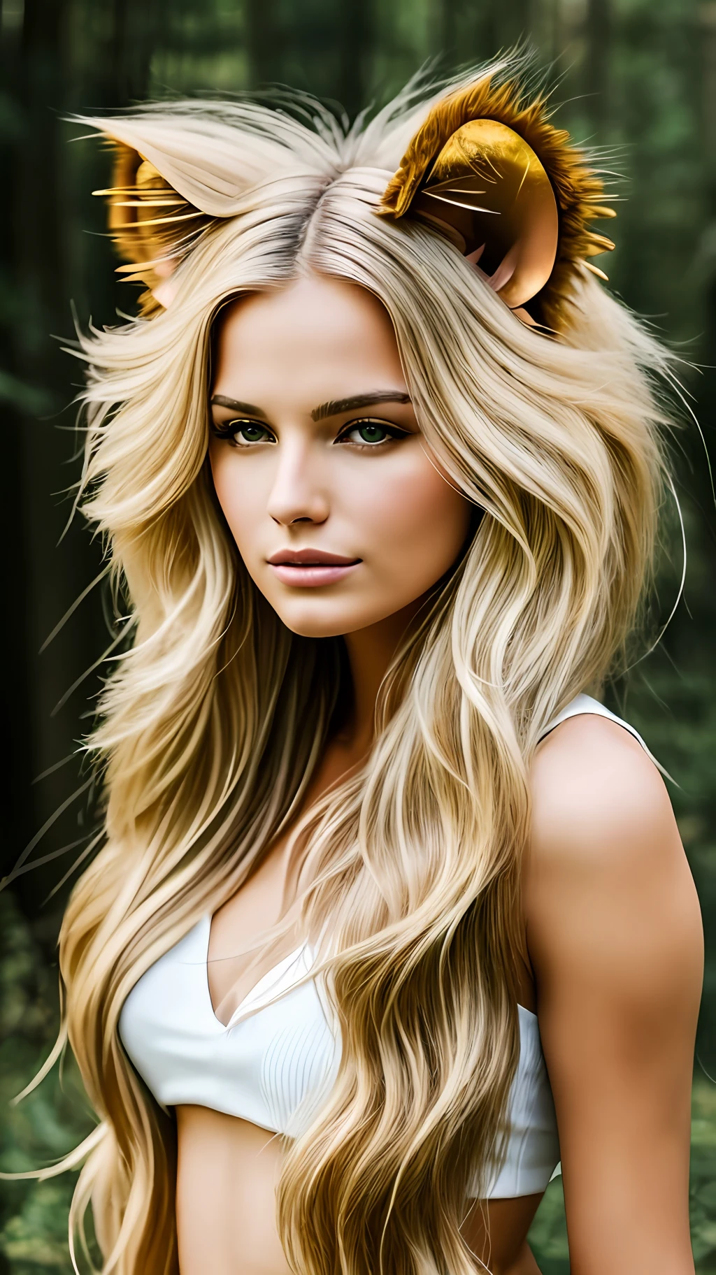 Photo of blonde woman with lion ears and lion's mane --auto