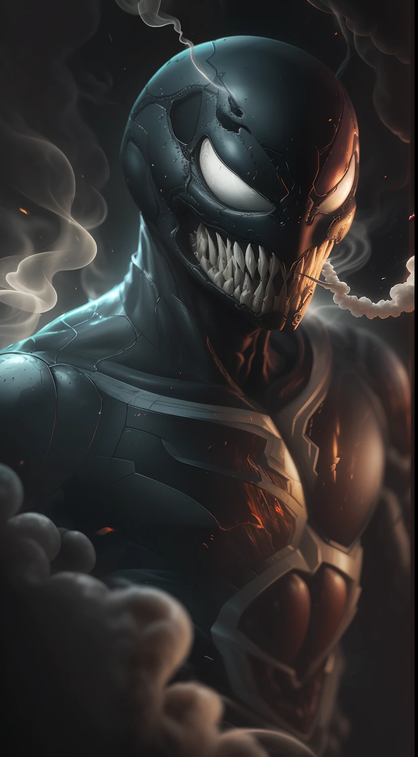 (A gloomy snapshot: 1.1), Epic Realistic, Venom Ant-Man in a red smoke cloud, soft cinematic light, Adobe Lightroom, photolab, HDR, intricated, Highly detailed, (Depth of field: 1,4), hyper-detail (Artstation: 1,4), Cinematic, warm light, Dramatic light (intricate details: 1,1)