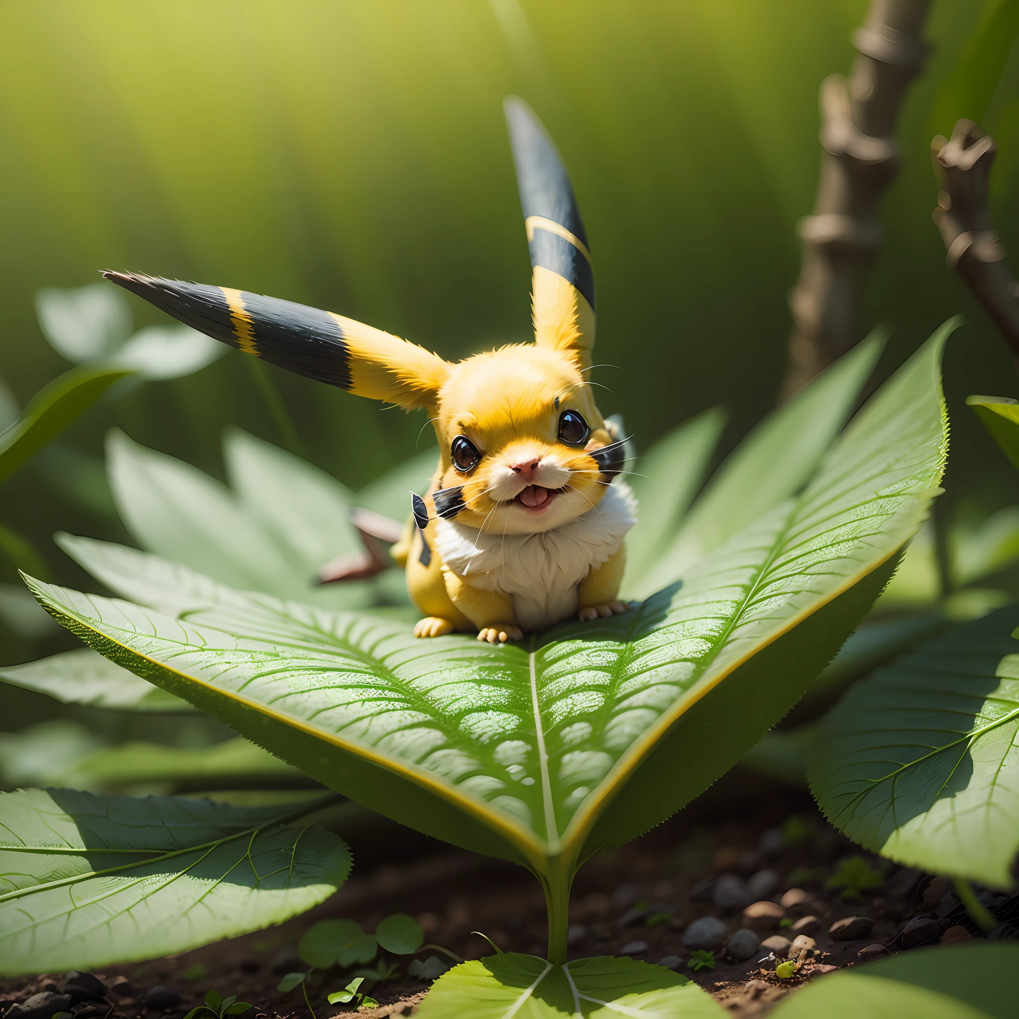 Pikachu portrait, blur, hyperreal, flower, nature, depth of field, to8contrast style --auto