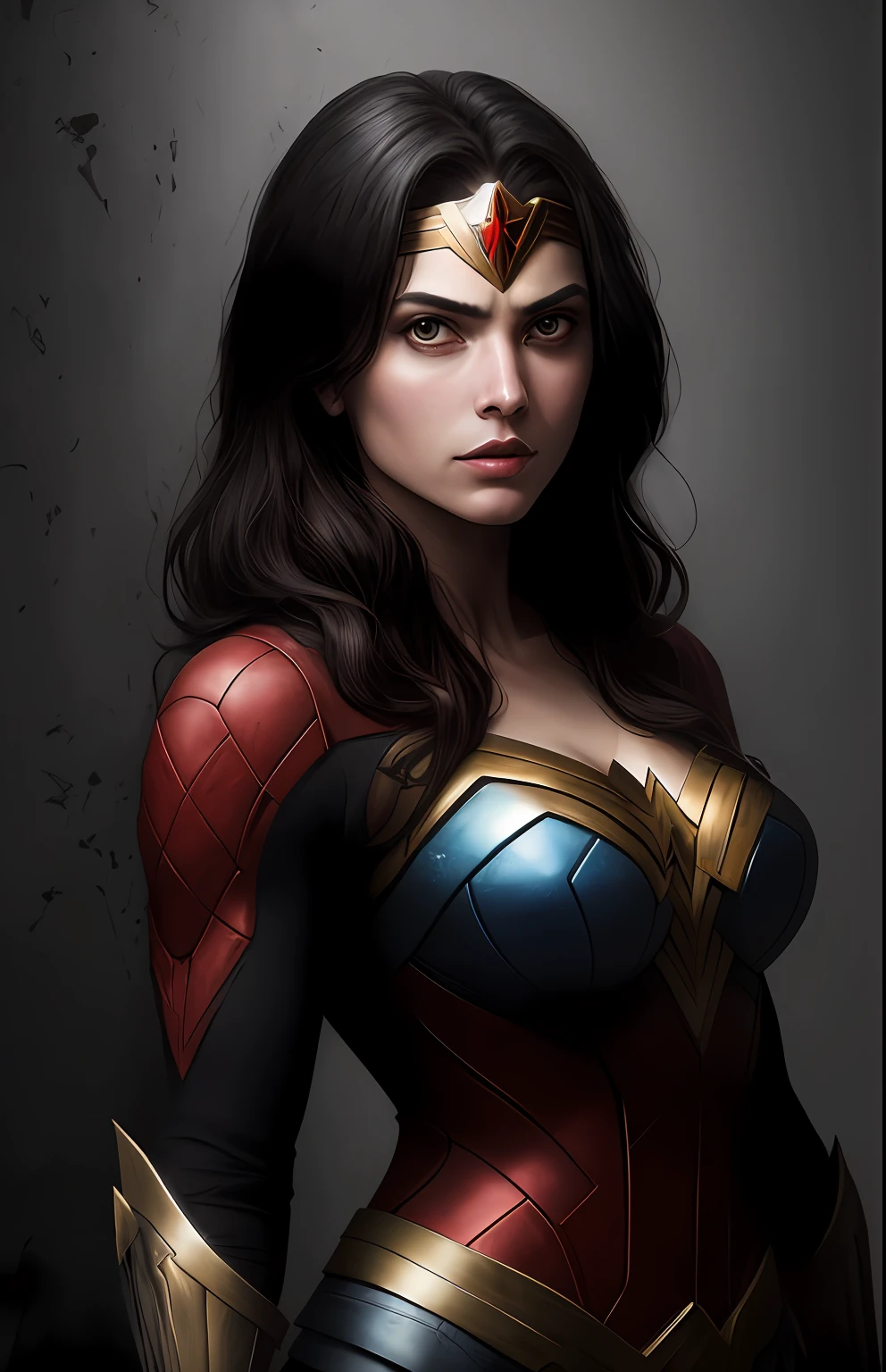 (dark shot: 1.1), epic realistic, Wonder Woman Red Lantern from DC, yellow gradient, black, brown and magenta color scheme, grunge aesthetics!!! graffiti tag wall background, art by Greg Rutkowski and artgerm, soft cinematic light, Adobe Lightroom, darkroom, HDR, intricate, highly detailed, (depth of field: 1.4), faded, (neutral colors: 1.2), (hdr: 1.4), (muted colors: 1.2), hyper-detail (artstation: 1.4), cinematic, warm light, dramatic light (complex details: 1.1)
