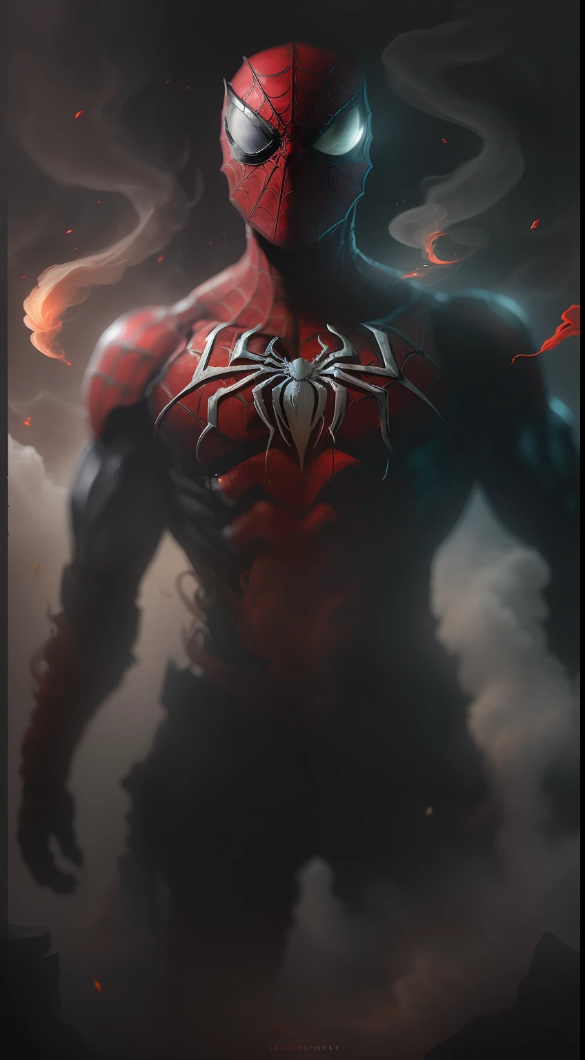 (A gloomy snapshot: 1.1), Epic Realistic, Spider-Venom in a red smoke cloud, soft cinematic light, Adobe Lightroom, photolab, HDR, intricated, Highly detailed, (Depth of field: 1,4), hyper-detail (Artstation: 1,4), Cinematic, warm light, Dramatic light (intricate details: 1,1)