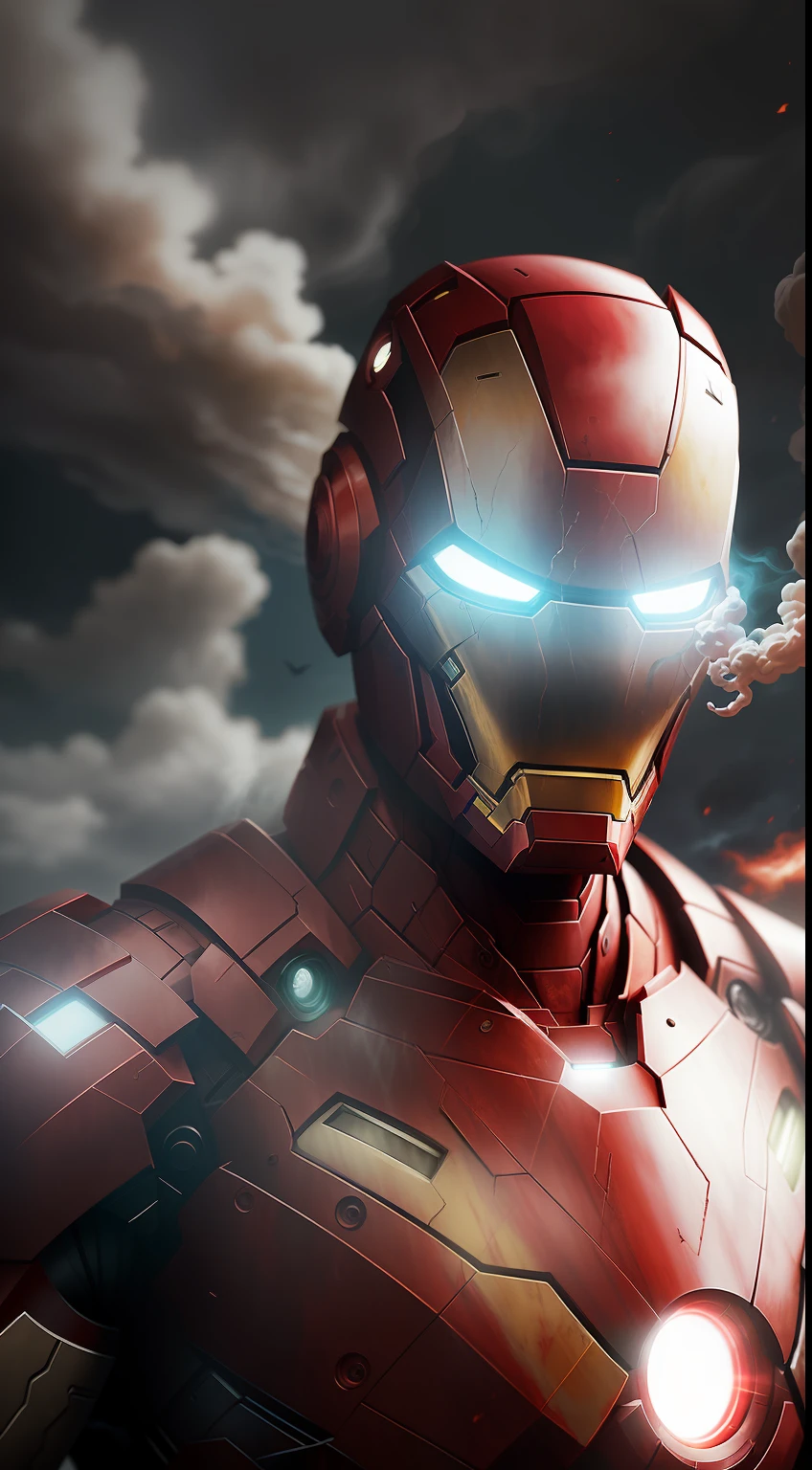 (A gloomy snapshot: 1.1), Epic Realistic, Zombie Iron Man in a red smoke cloud, soft cinematic light, Adobe Lightroom, photolab, HDR, intricated, Highly detailed, (Depth of field: 1,4), hyper-detail (Artstation: 1,4), Cinematic, warm light, Dramatic light (intricate details: 1,1)