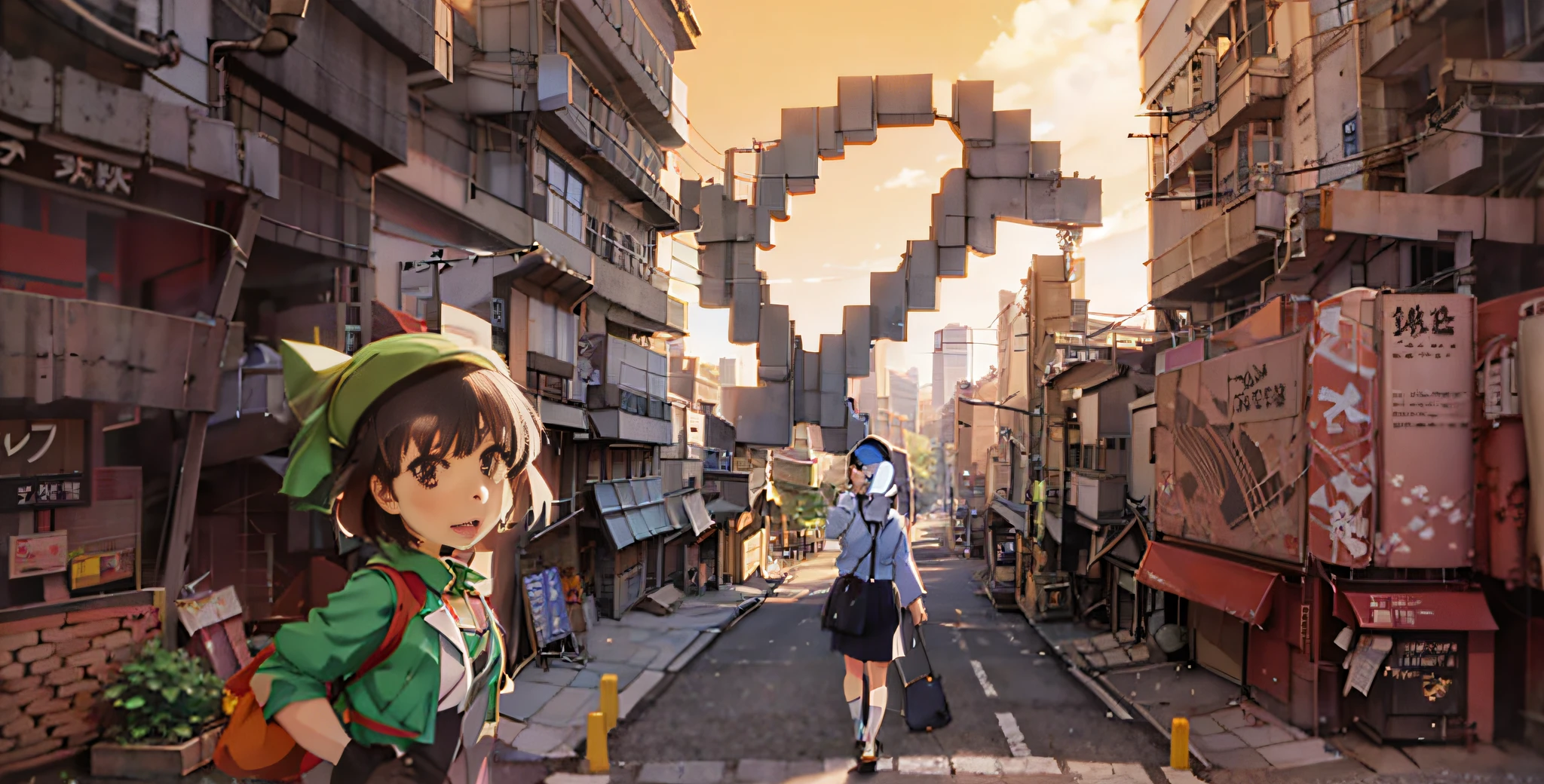 anime characters walking down a street in a city, tokyo anime anime scene, anime film still, screenshot from the anime film, still from tv anime, anime style cityscape, Today's featured anime stills, tokyo - esque town, anime keyframe, hd anime cityscape, Anime style mixed with Fujifilm, anime still film anime shikishi, animated still, Anime style. 8K --auto