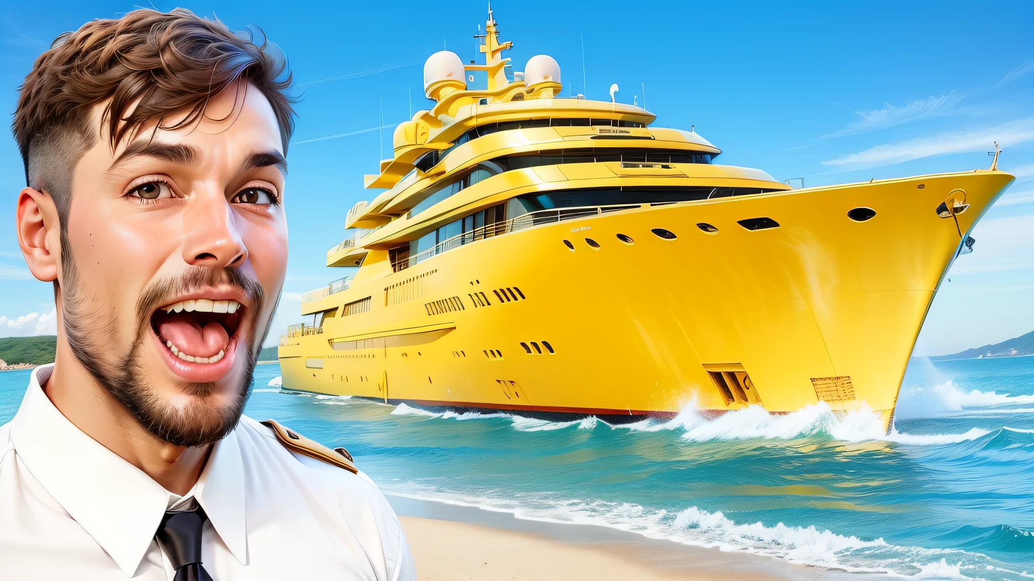change the background style match the image and change the yacht color with some glow effect --auto