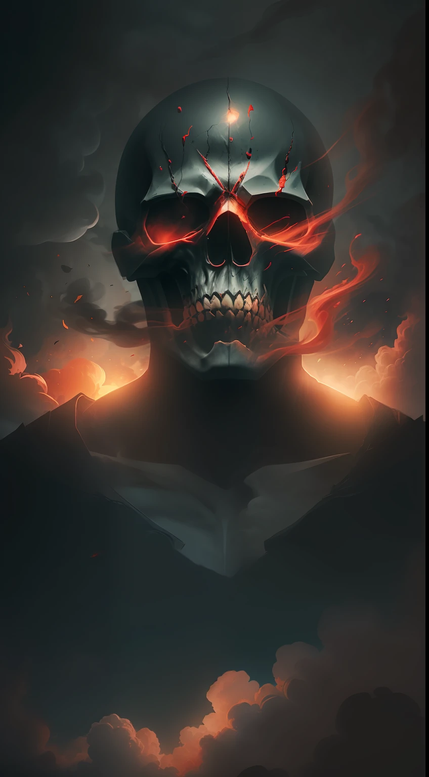 (A gloomy snapshot: 1.1), Epic Realistic, Red Skull in a red smoke cloud, soft cinematic light, Adobe Lightroom, photolab, HDR, intricated, Highly detailed, (Depth of field: 1,4), hyperdetail (Artstation: 1,4), Cinematic, warm light, Dramatic light (intricate details: 1,1)