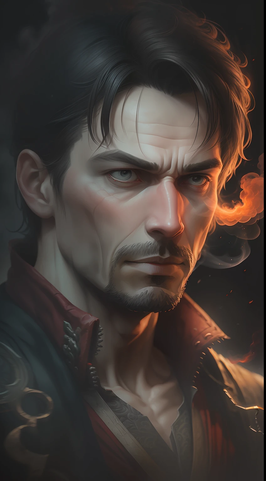 (A gloomy snapshot: 1.1), Epic Realistic, Doctor Strange in a red smoke cloud, soft cinematic light, Adobe Lightroom, photolab, HDR, intricated, Highly detailed, (Depth of field: 1,4), hyperdetail (Artstation: 1,4), Cinematic, warm light, Dramatic light (intricate details: 1,1)