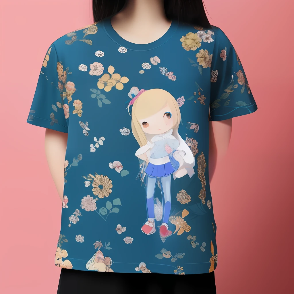 japanese-girl、black-haired､tshirts、in woods、One diamond in each hand、No finger defects