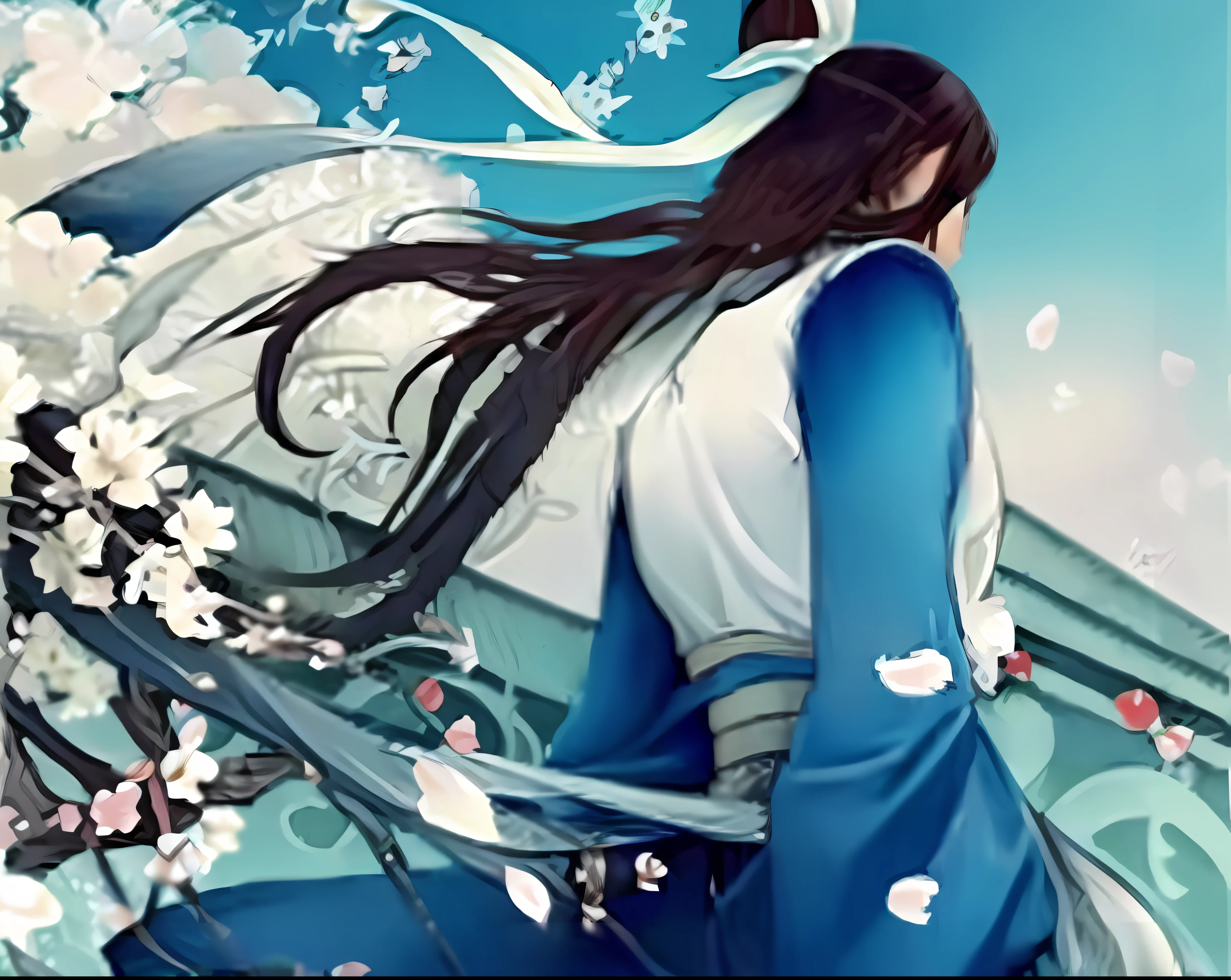 Close-up of a man in blue and white Hanfu, beautiful avatar picture, royal palace ， A man in Hanfu, Chinese fantasy, Beautiful character painting, Wuxia, gorgeous art, flowing hair and long robes, zhang daqian, A beautiful artwork illustration, inspired by Li Mei-shu, Exquisite digital illustration