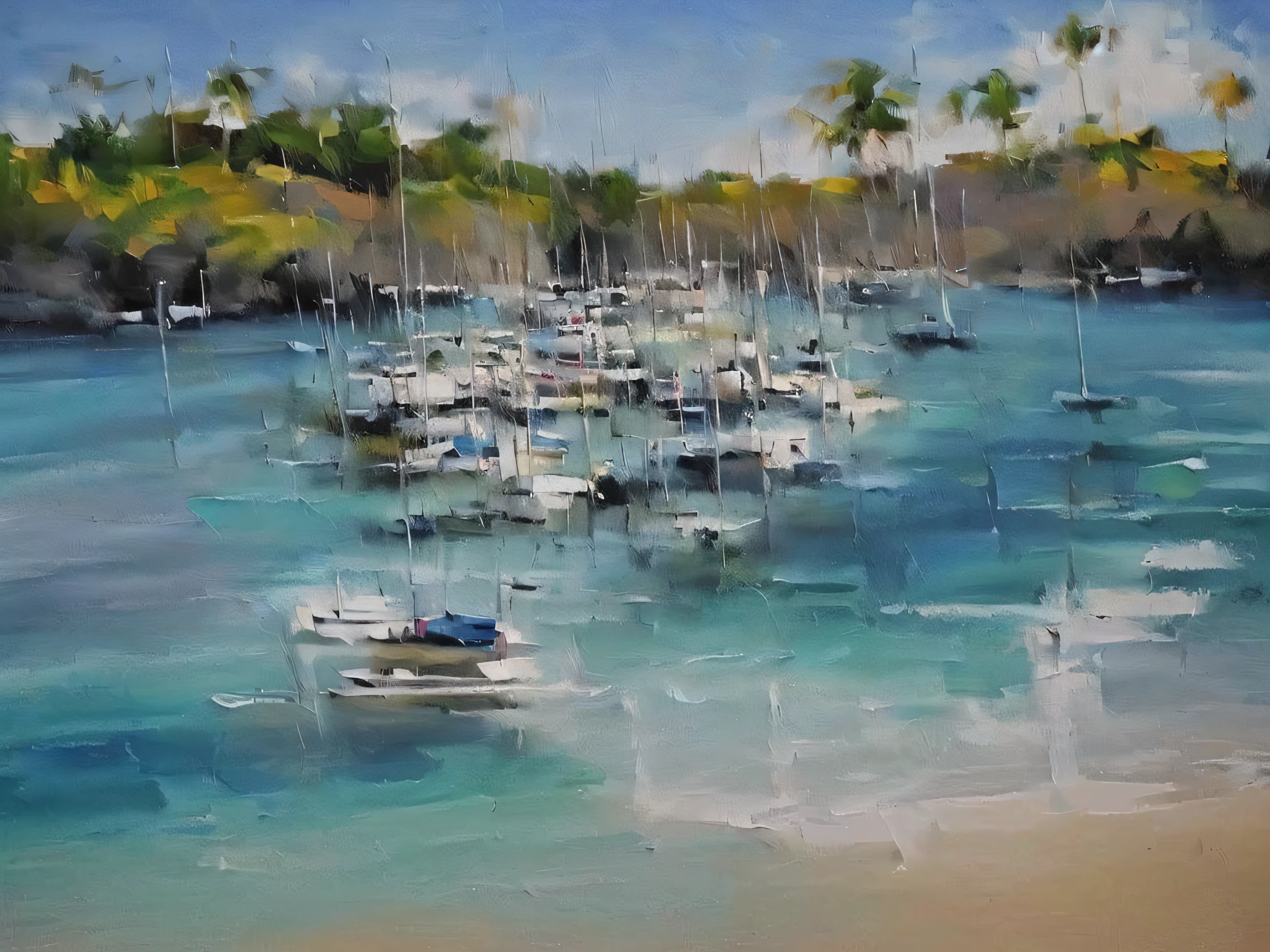 Draw beach with blue sea and palm trees, (beach crawled with baby dragons: 2), highly detailed digital painting, gorgeous digital painting, beautiful digital painting, very detailed digital painting, stunning digital painting, very detailed digital painting, detailed digital painting, Ross Tran. Landscape background, drawn in anime painter studio, high detail digital painting, beautiful artwork illustration, high quality digital painting in stunning digital paint