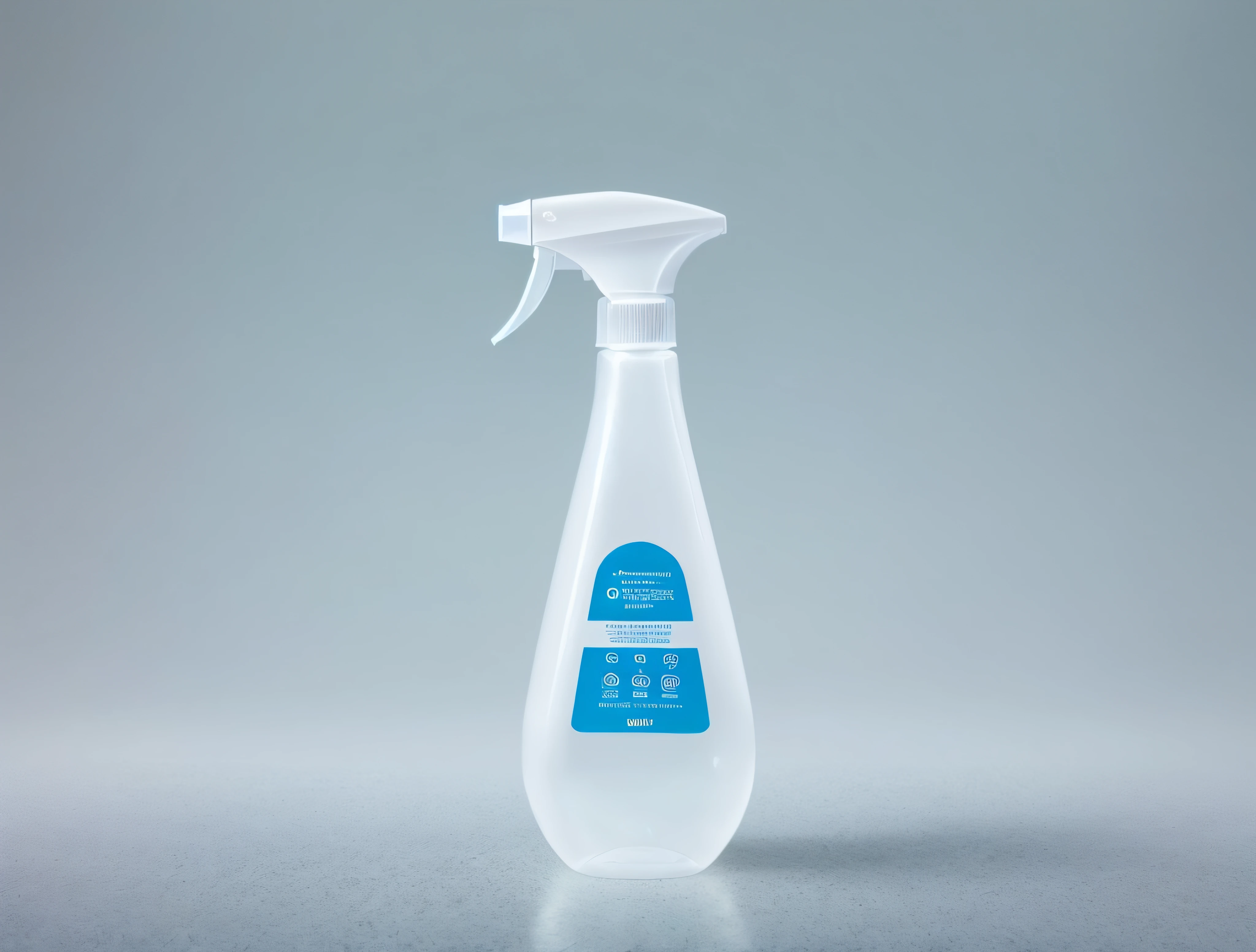 A white opaque spray bottle，Do not use other colors， Product photo, 8 0 0 mm, 1 0 0 0 mm, Clean, full product shot, gracefully, 6 0 0 mm, 600mm, cleanest image, professional product photo, Clean image, professional product shot, Official product image, composite, eco, spray brush