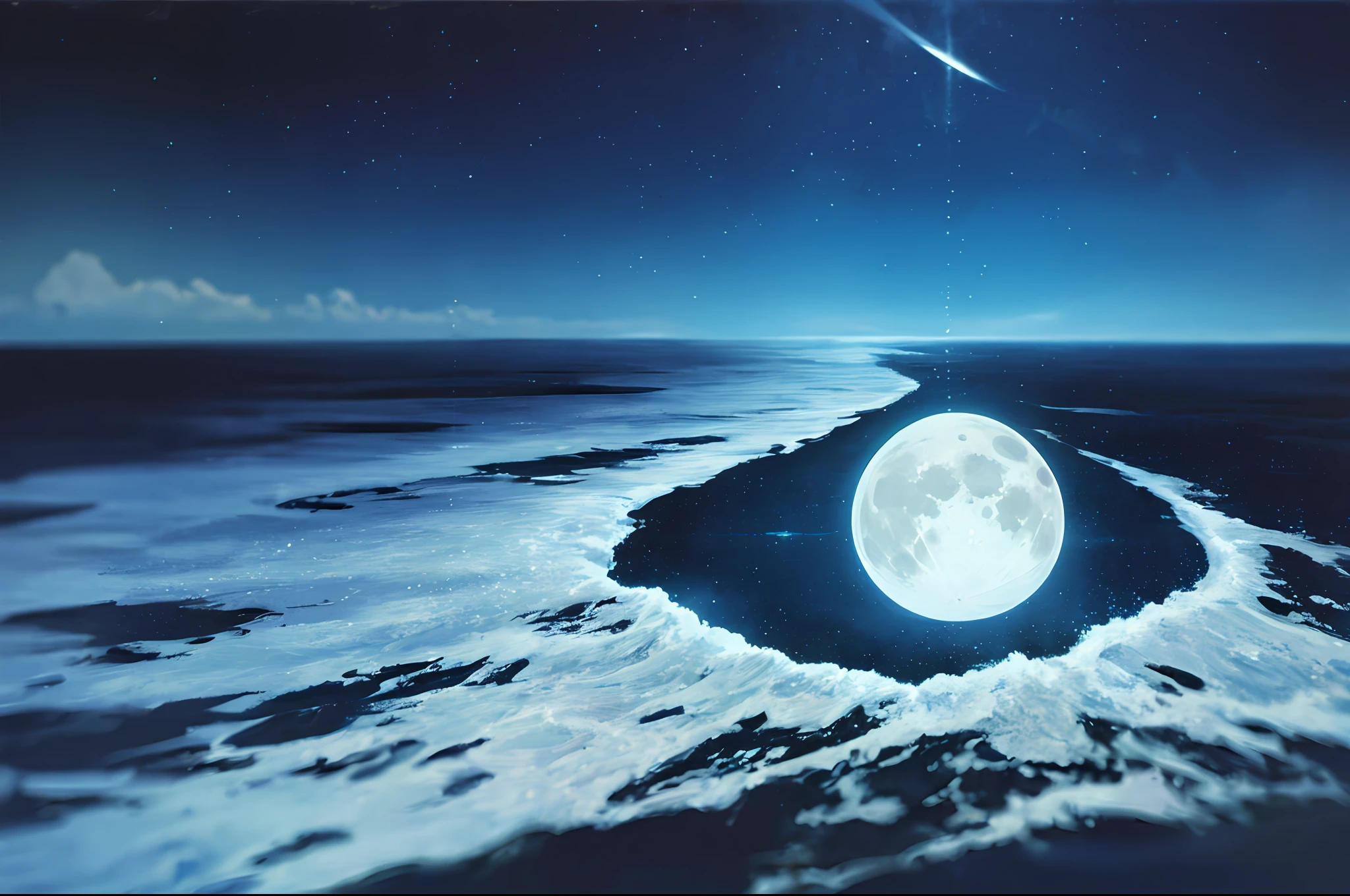 The moon is born on the sea,The end of the world is at this time,masterpaintings,Best Picture Quality,inverted image