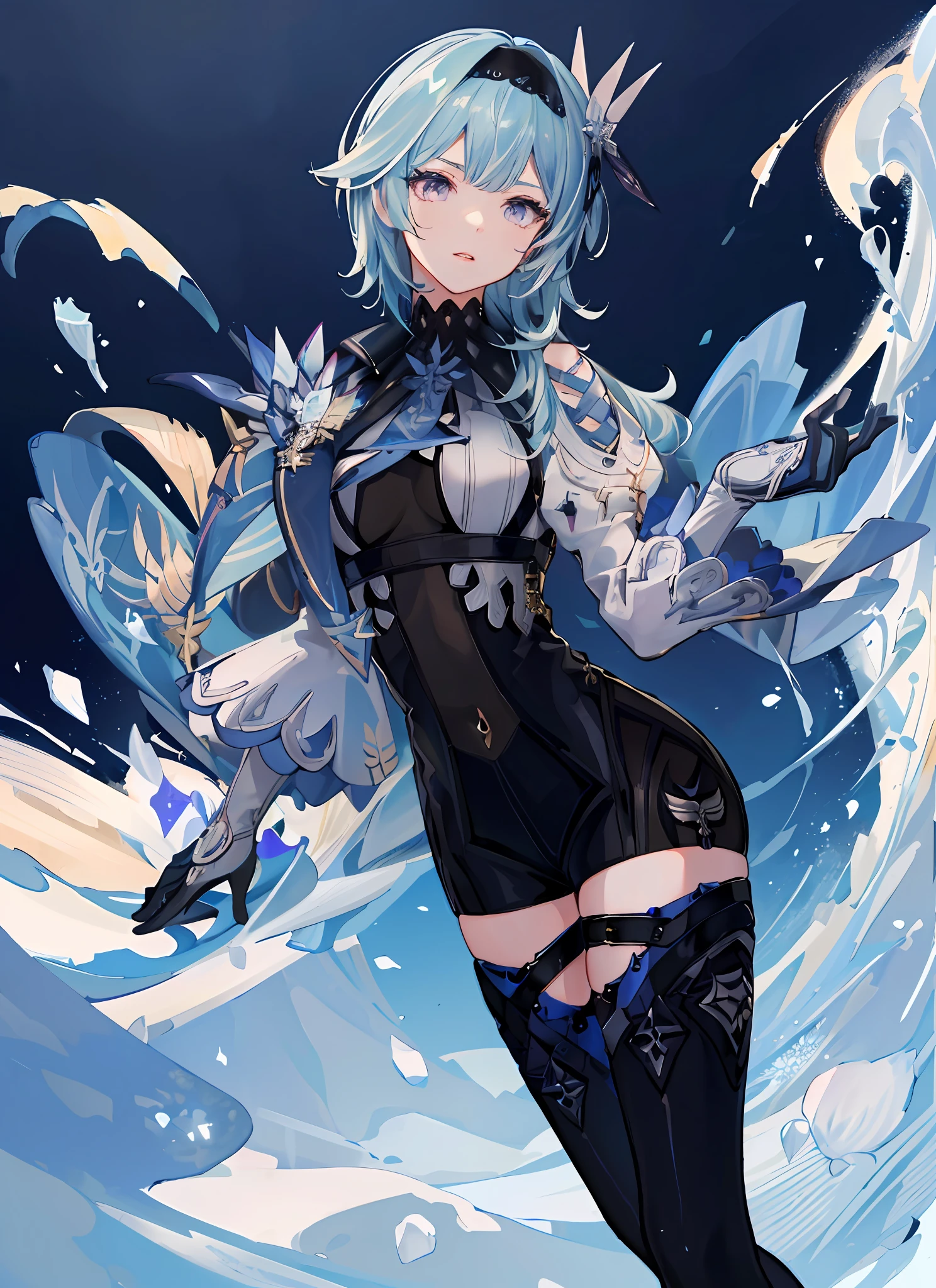 (Masterpiece, Best Quality:1.2), Absurd, (Traditional Media:1.2), (2D:1.2), (Center:1.3), Illustration, skirt_tail, Highly Detailed, (Ultra Detailed), High Heels, (Solo), Beautiful, (Detailed Eyes, Detailed Face:1.2), Beautiful, Lips, Shiny, Dynamic Pose, Various Colors, Depth of Field, Purple Eyes, Noble Temperament, Tights,
