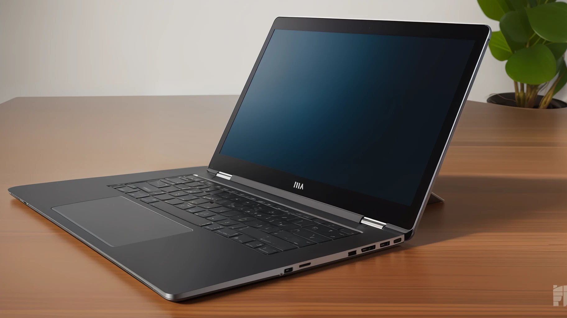 **a photograph a hyper realistic [professional laptop for business] on an [office table], figma UI UX hi res 40k, megapixels, sharpness, polished, ultradetailed, vivd colors, clear light