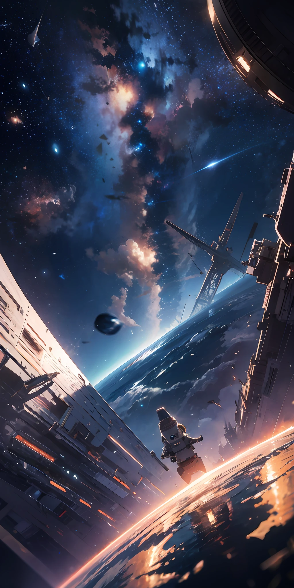 (巨作:1.4),Ultra-high definition,first person pov,Space floats,Overlooking,Convey loneliness, --v6