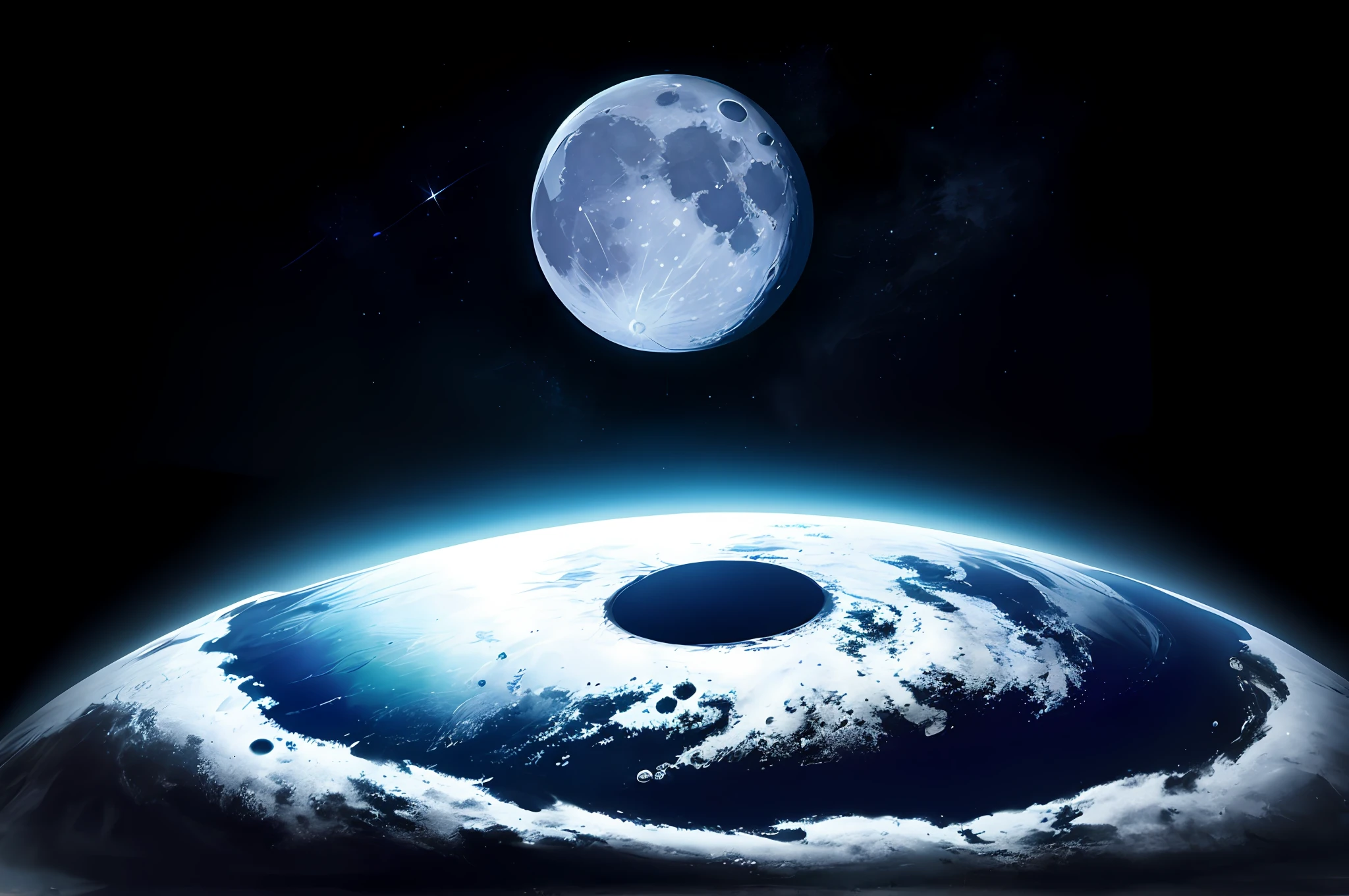 The moon is born by the sea,The end of the world is at this time,masterpaintings,Best picture quality,inverted image,Trisomy,Big up and small down